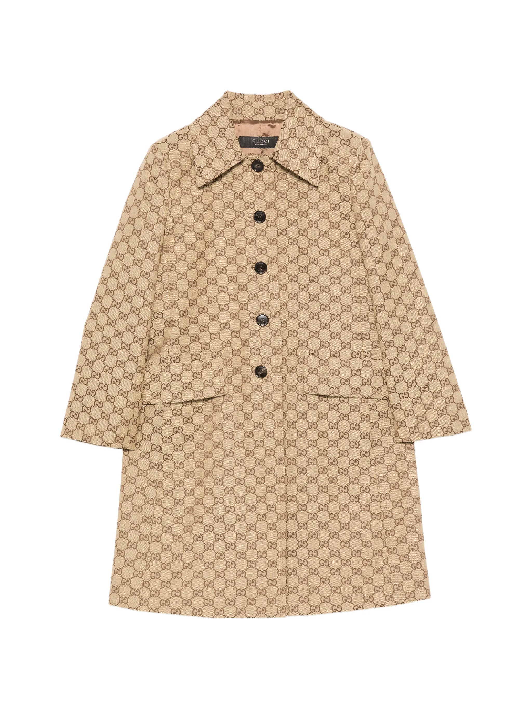 Gucci Gucci GG Supreme Leather-trim Coat