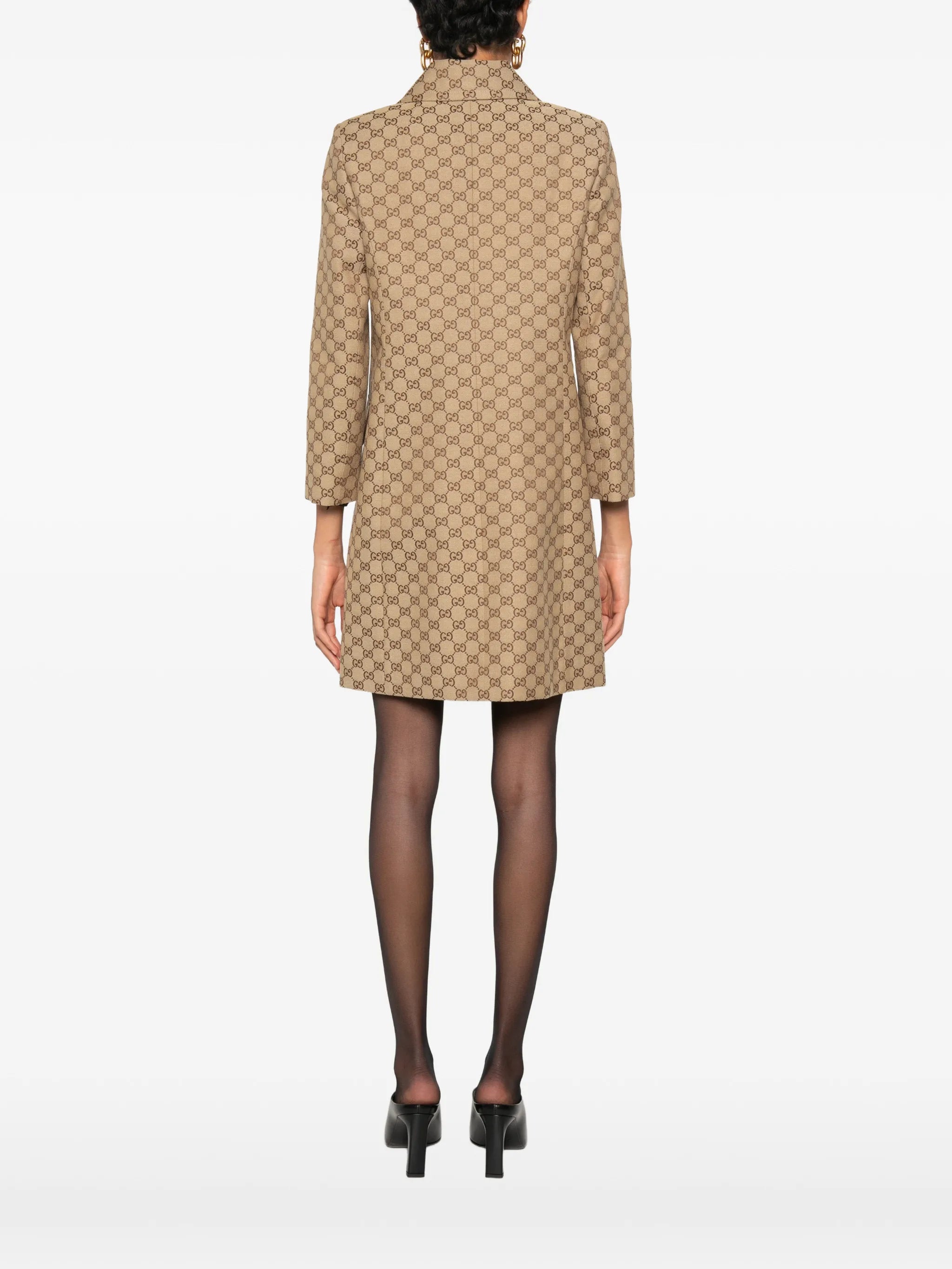 Gucci Gucci GG Supreme Leather-trim Coat, view 2