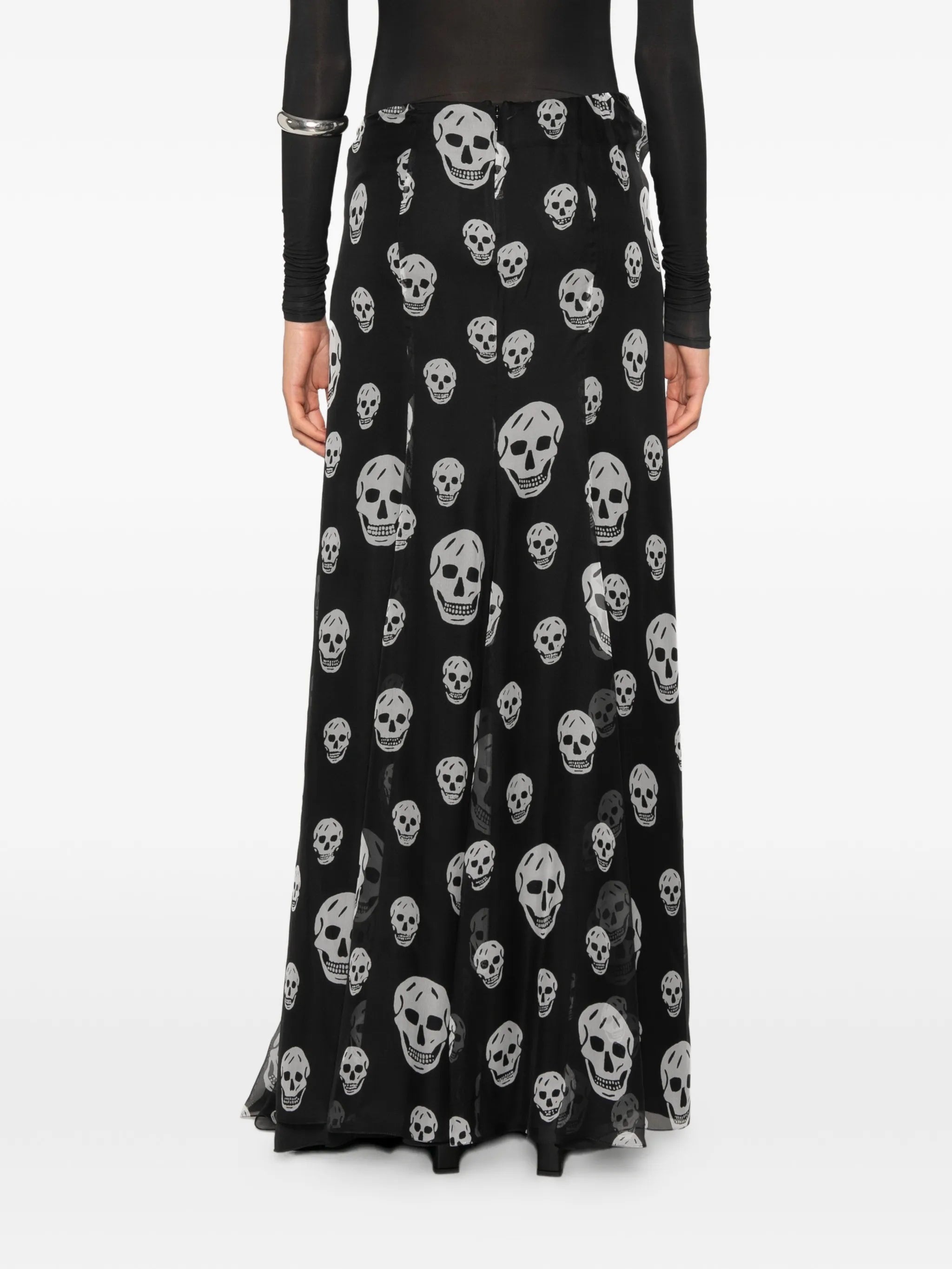 Alexander McQueen Alexander Mcqueen Skull-print Draped Maxi Skirt, view 2