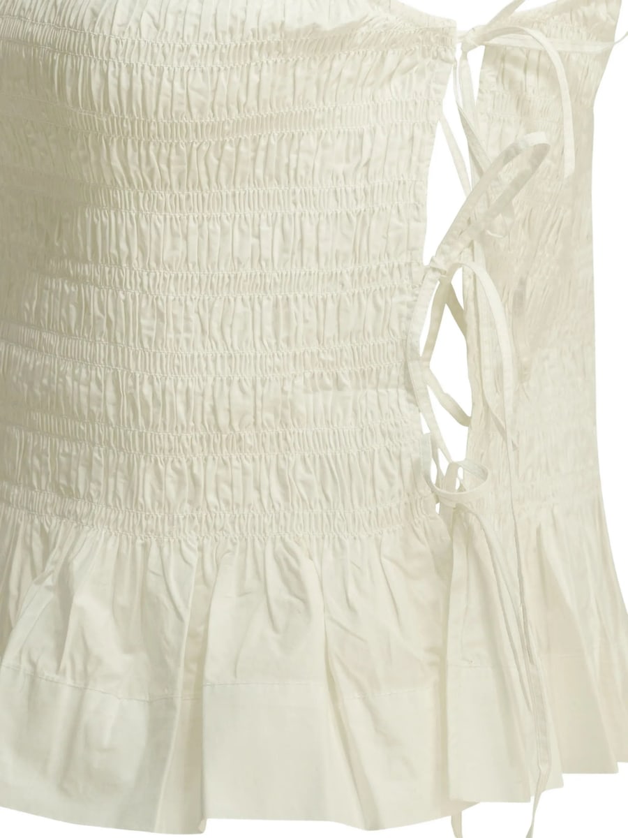 Ganni Ganni Shirred Side-tie Top, view 4