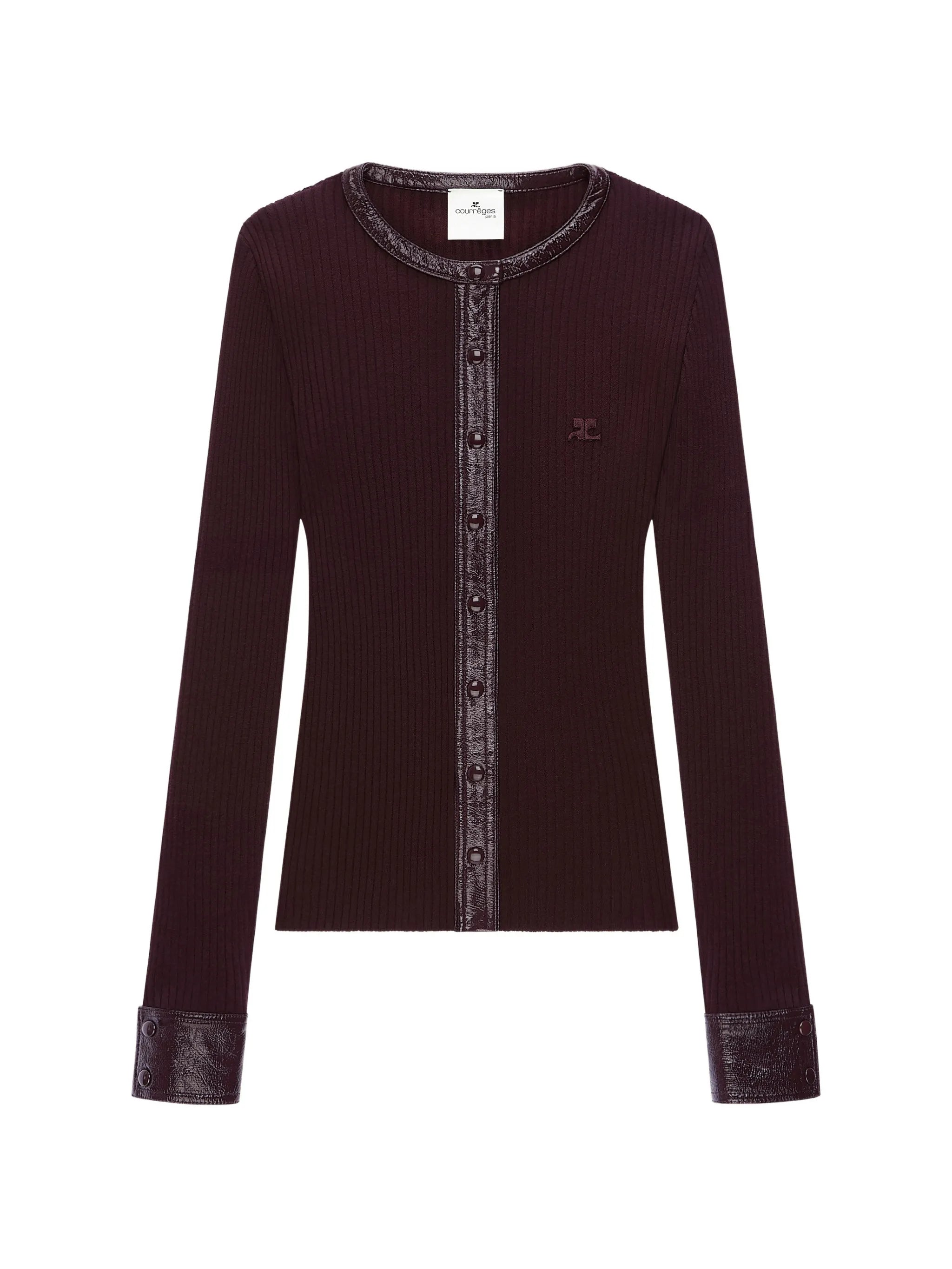 Courrèges Courrèges Vinyl-trim Ribbed-knit Cardigan