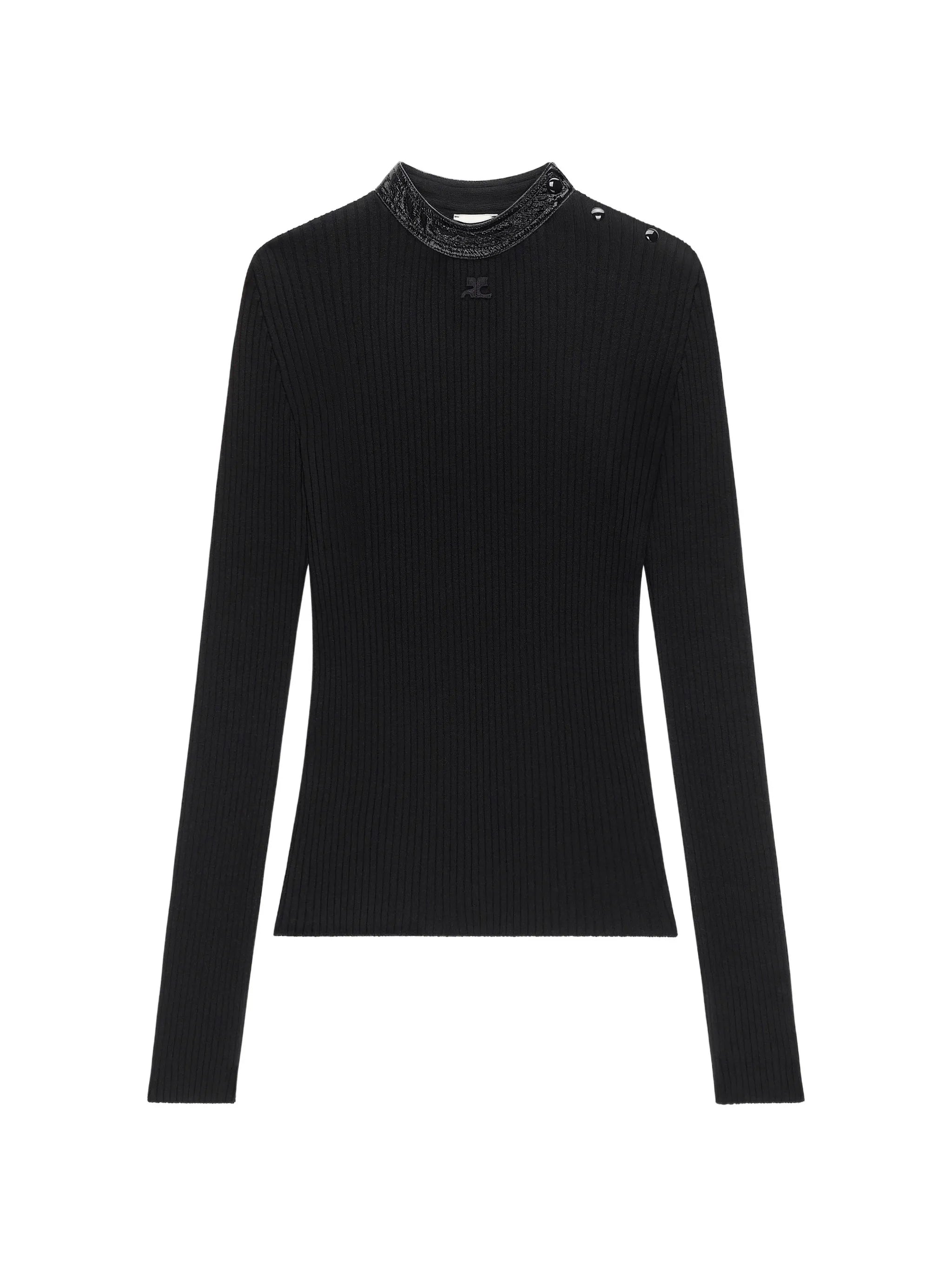 Courrèges Courrèges Vinyl-collar Ribbed T-shirt
