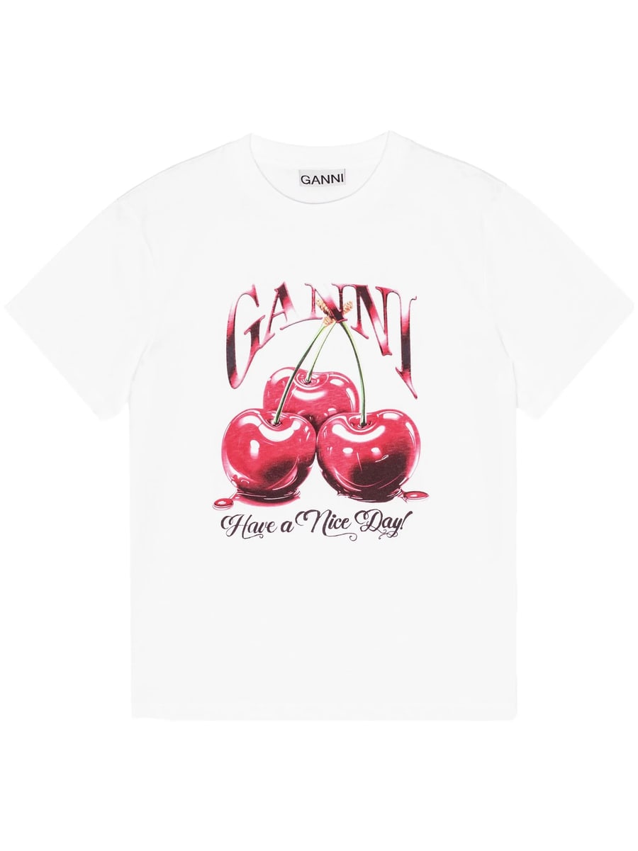 Ganni Ganni Basic Jersey Cherry Relaxed T-shirt