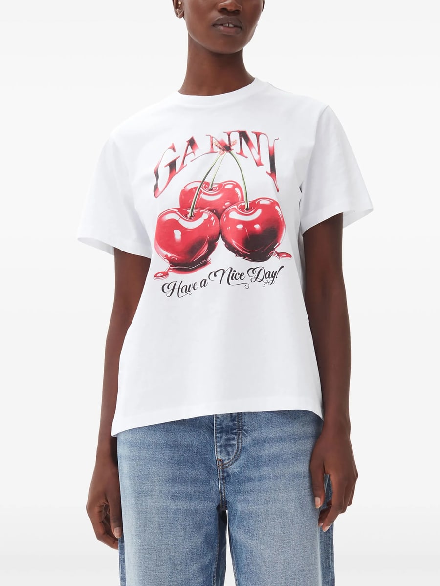 Ganni Ganni Basic Jersey Cherry Relaxed T-shirt, view 4