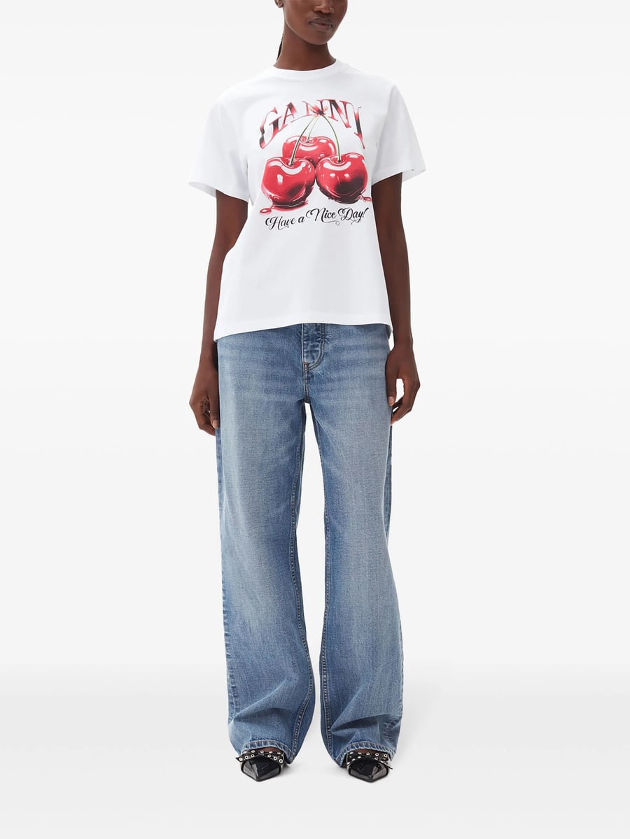 Ganni Ganni Basic Jersey Cherry Relaxed T-shirt, view 6