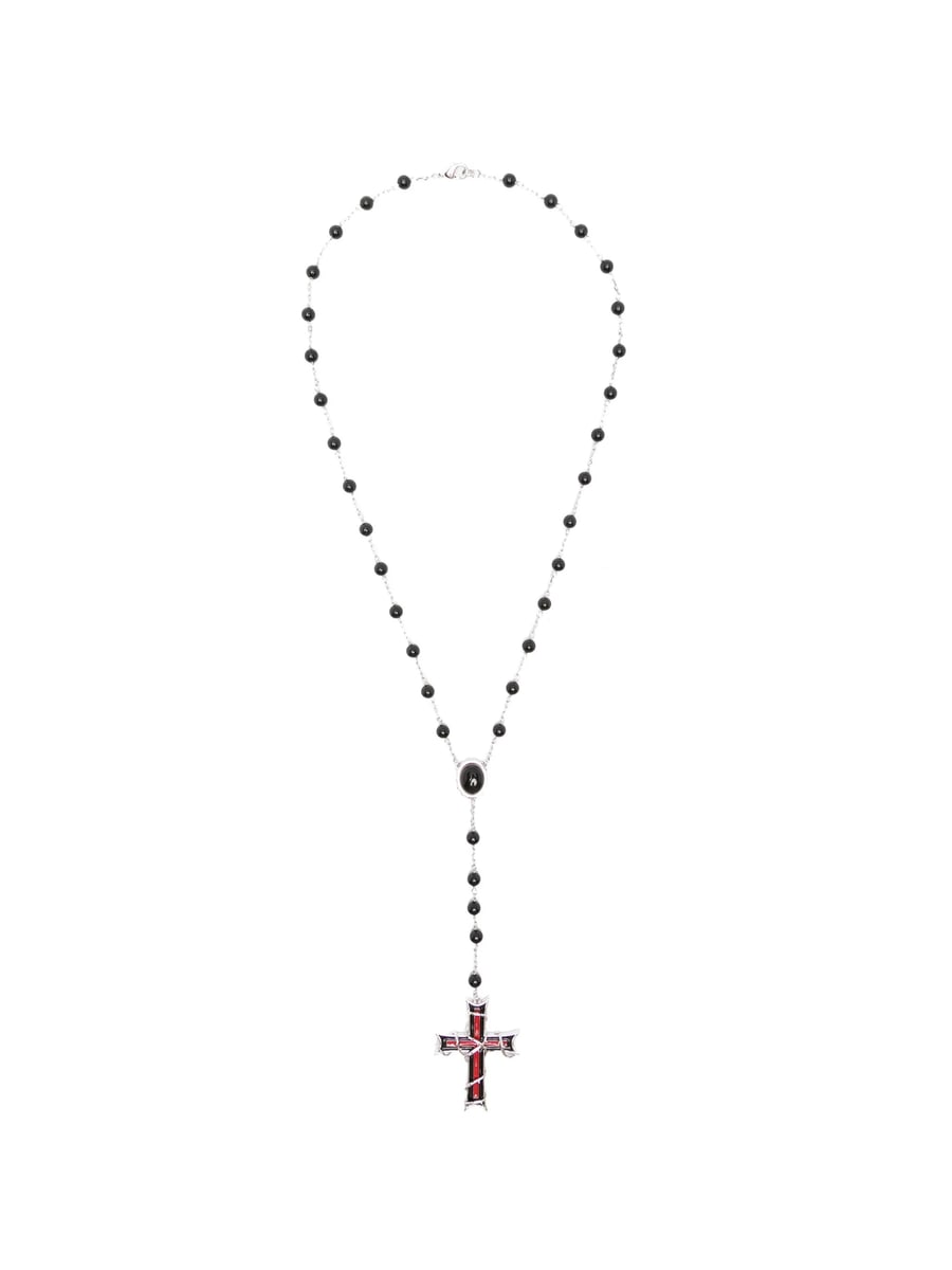 Darkai Darkai Inferno Beaded Cross-pendant Necklace