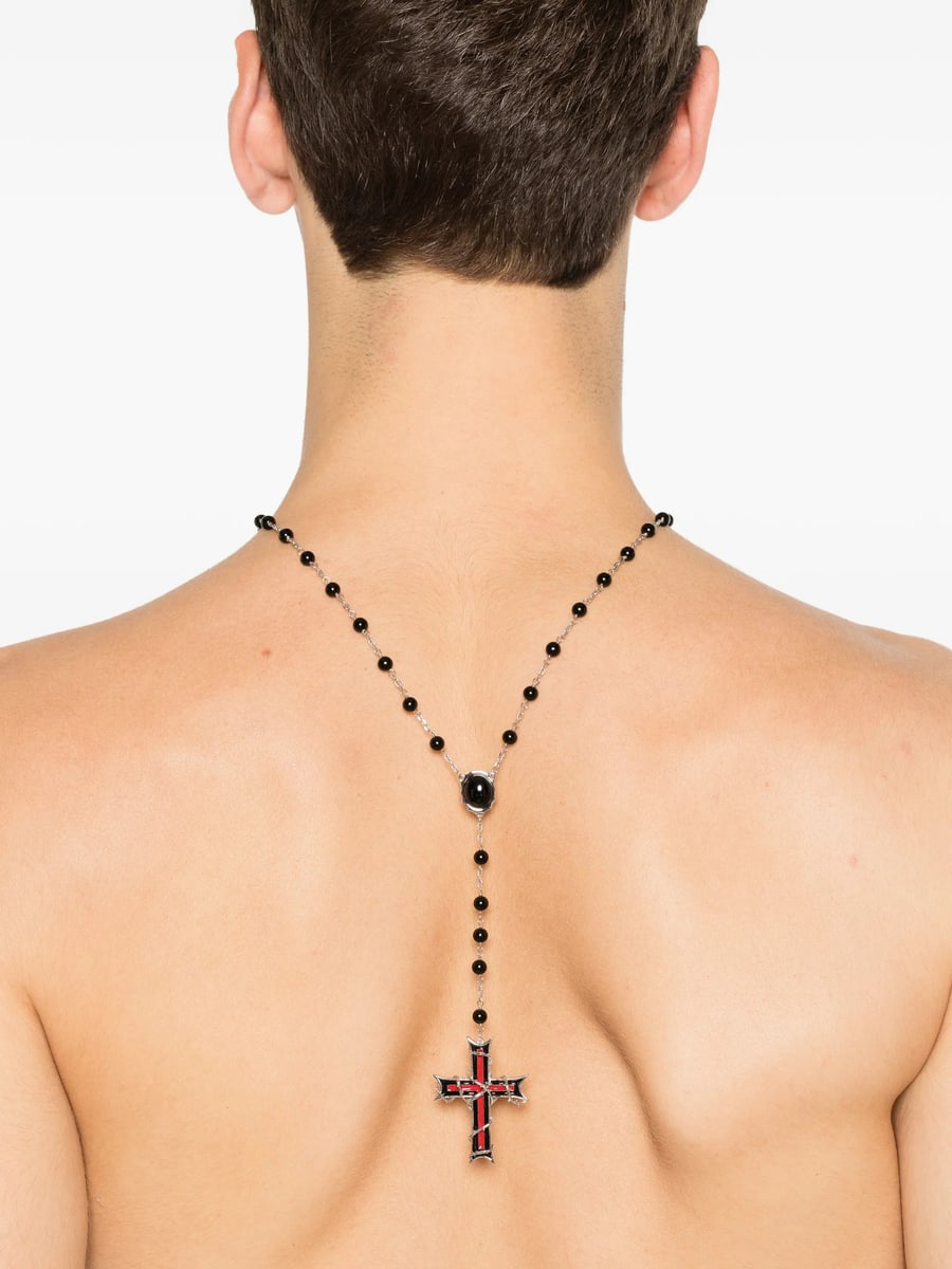 Darkai Darkai Inferno Beaded Cross-pendant Necklace, view 2