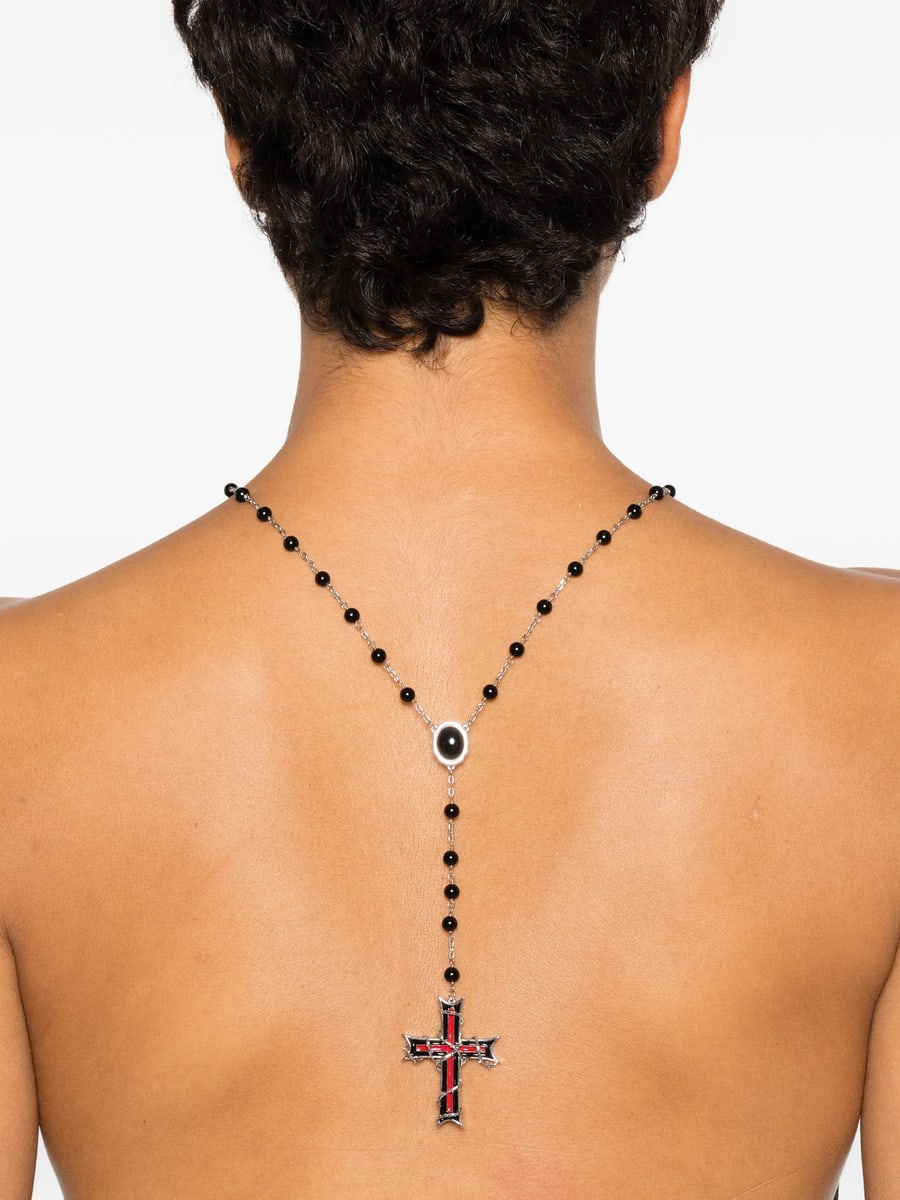 Darkai Darkai Inferno Beaded Cross-pendant Necklace, view 4