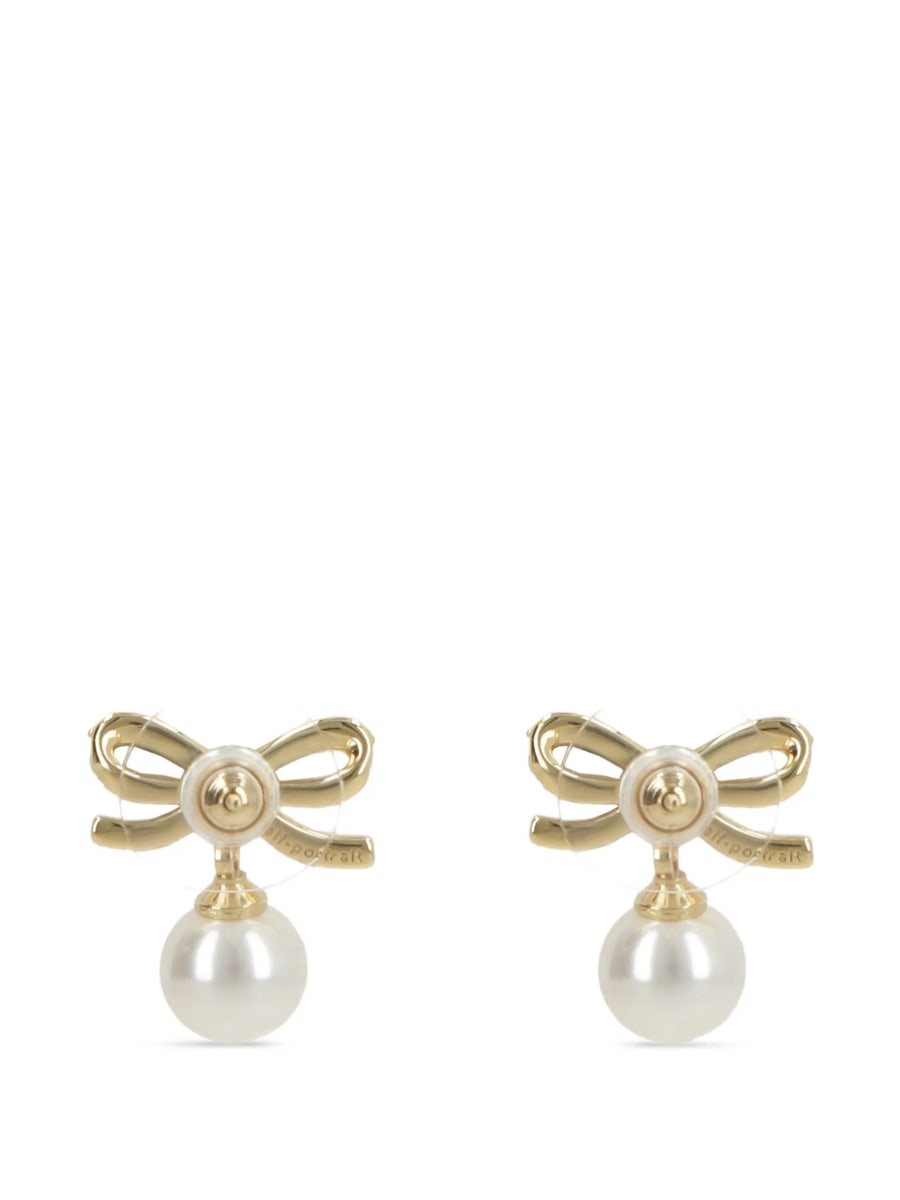 self-portrait Self-portrait Bow Faux-pearl Earrings, view 2