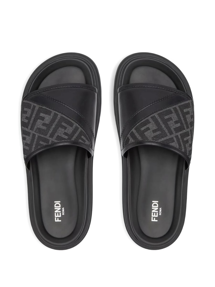 Fendi Fendi Diagonal FF Jacquard Sandals, view 2