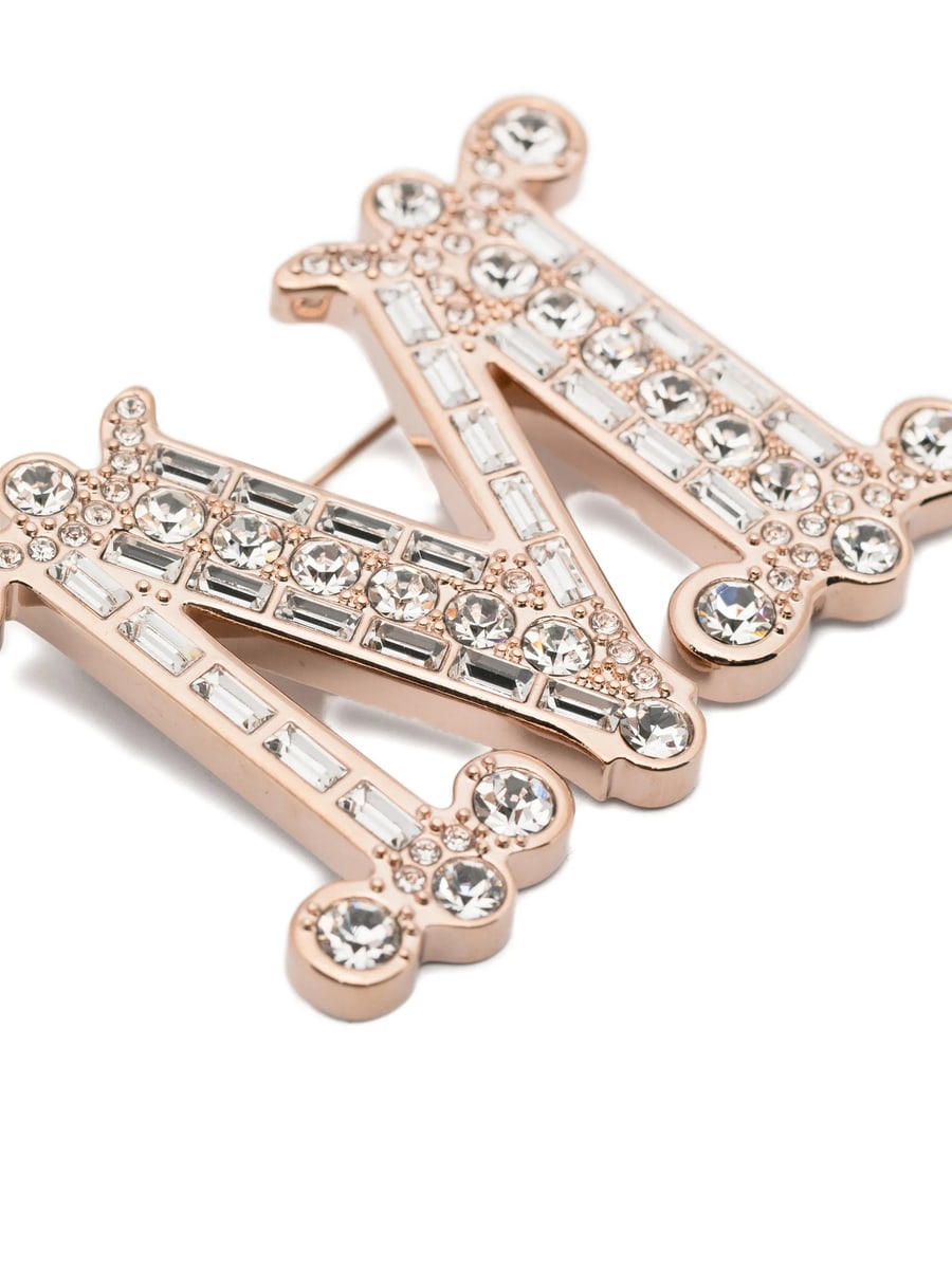 Max Mara Max Mara Crystal M Logo Brooch, view 3