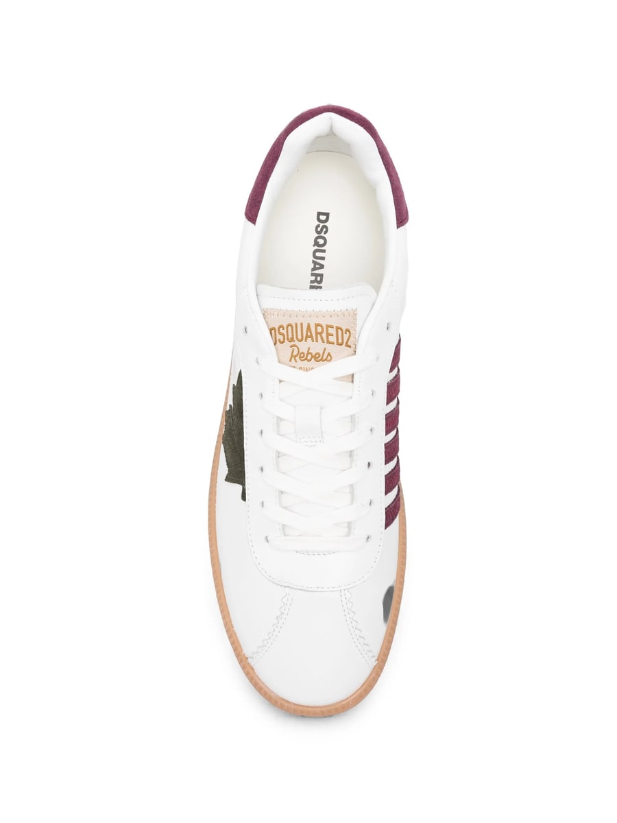 Dsquared2 Dsquared2 Dsquared2 Rebel Maple-leaf Leather Sneakers, view 4