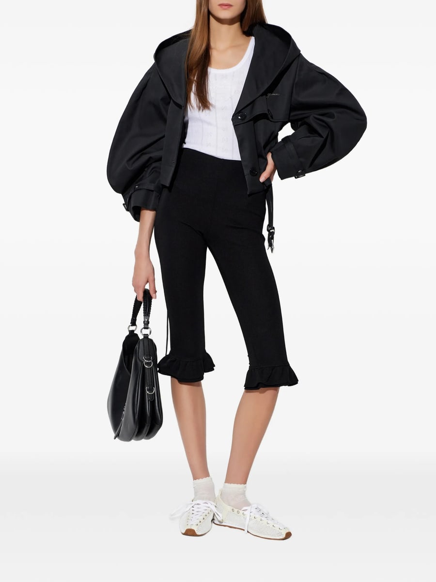 Ganni Ganni Logo-patch Pointelle-knit Top, view 5