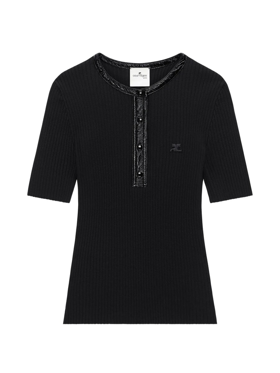 Courrèges Courrèges Ribbed-knit Vinyl-trim Sweater