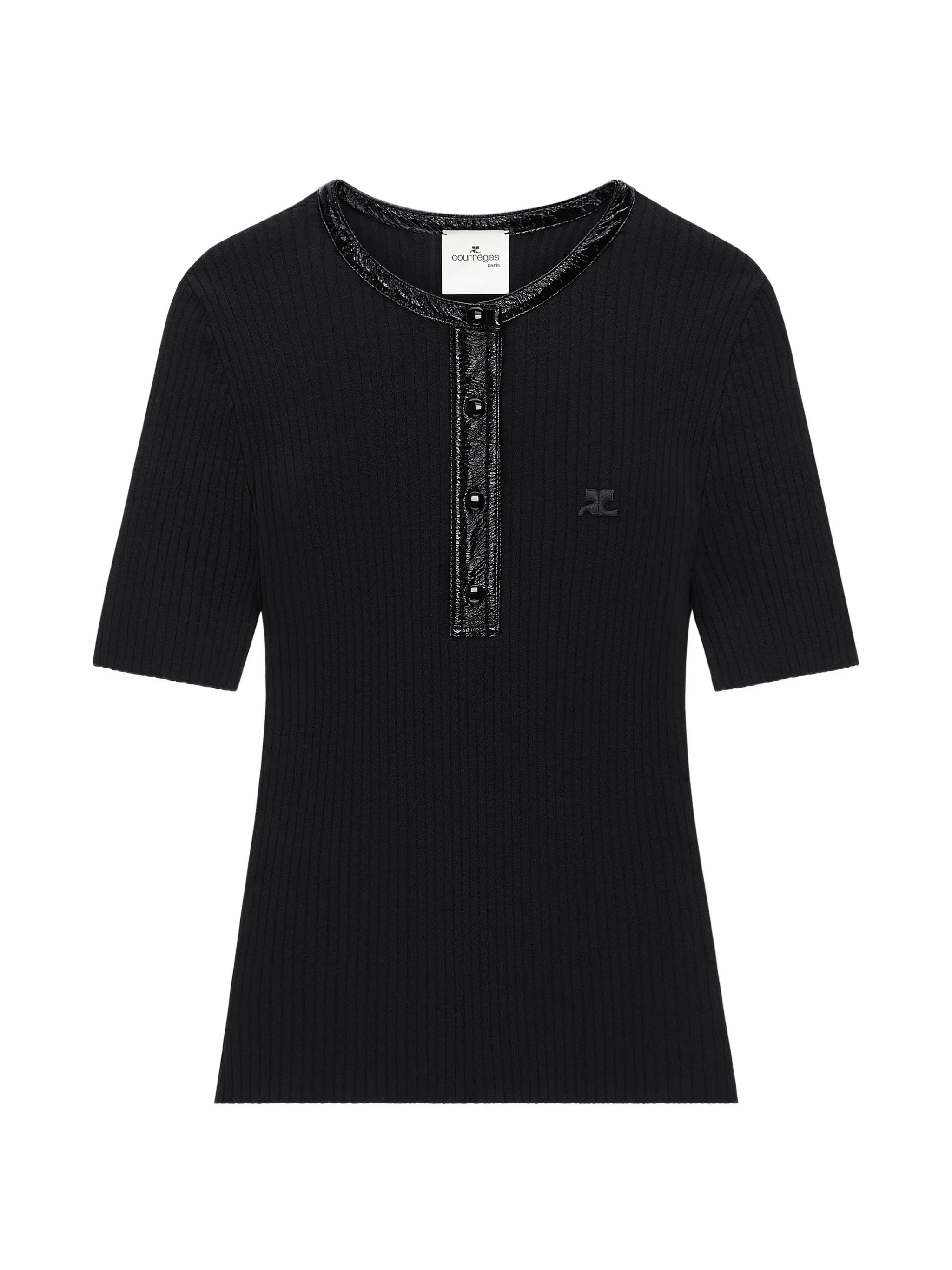 Courrèges Courrèges Ribbed-knit Vinyl-trim Sweater