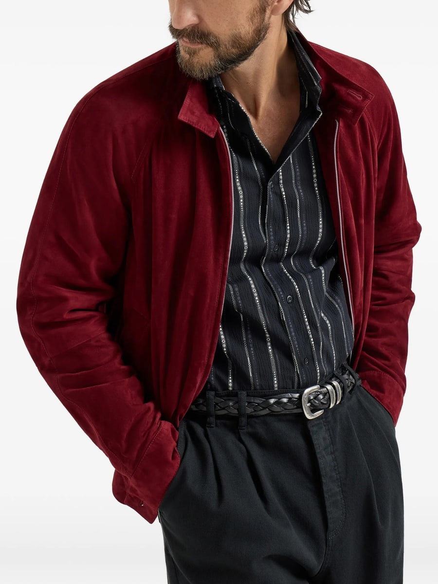 Brunello Cucinelli Brunello Cucinelli Stand-collar Suede Jacket, view 3