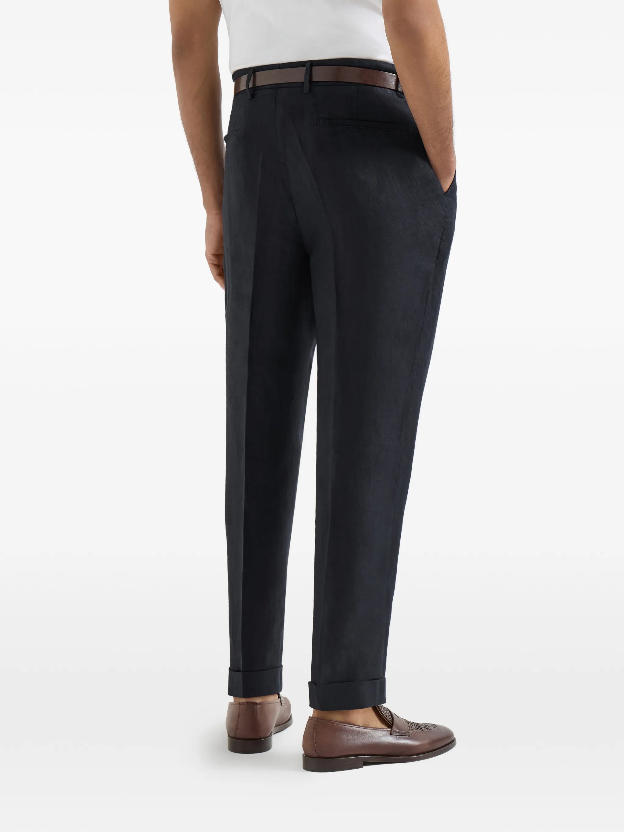 Brunello Cucinelli Brunello Cucinelli Garment-dyed Trousers In Linen Gabardine With Pleat, view 2