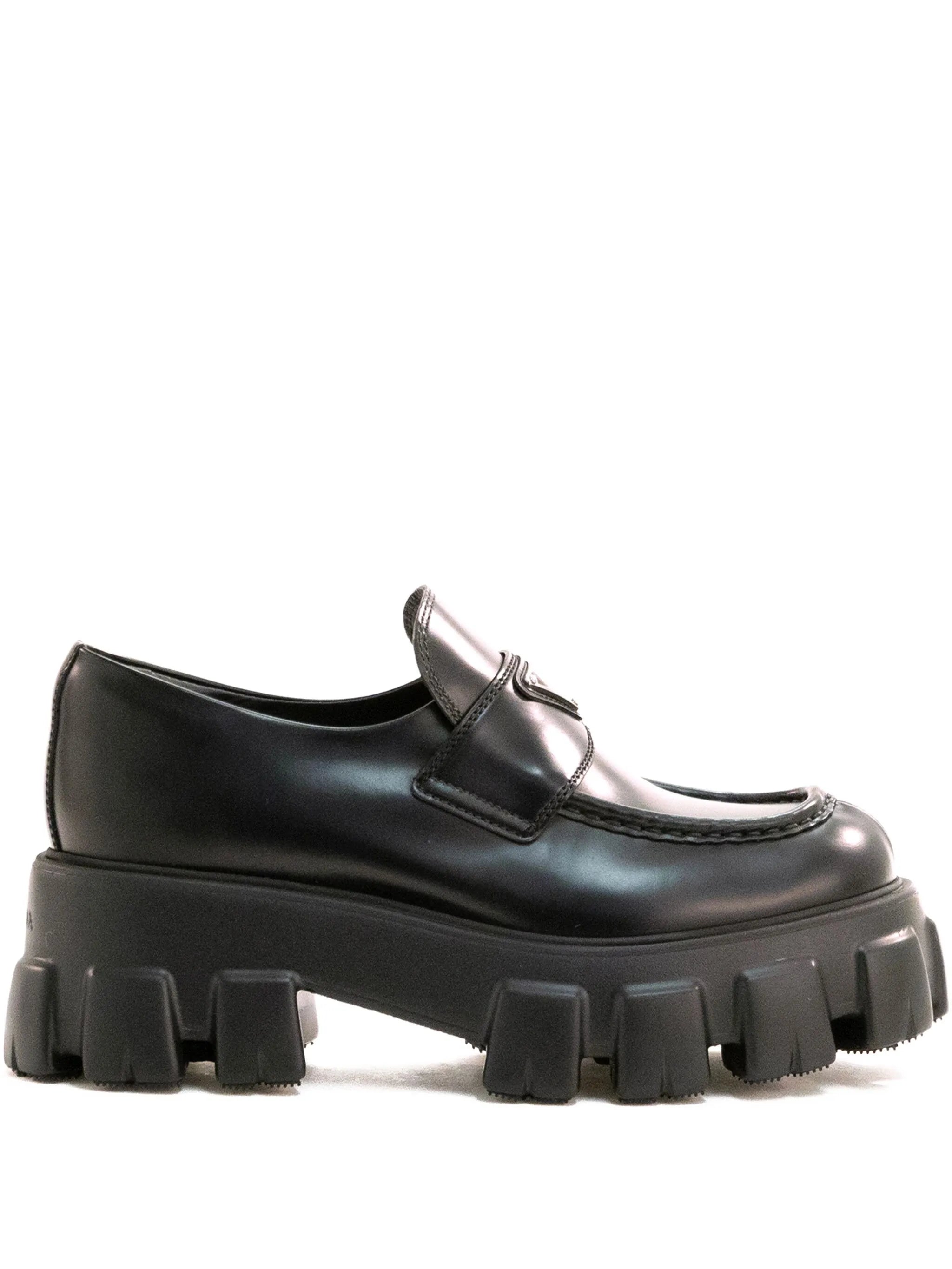Prada Prada Monolith Brushed Leather Loafers