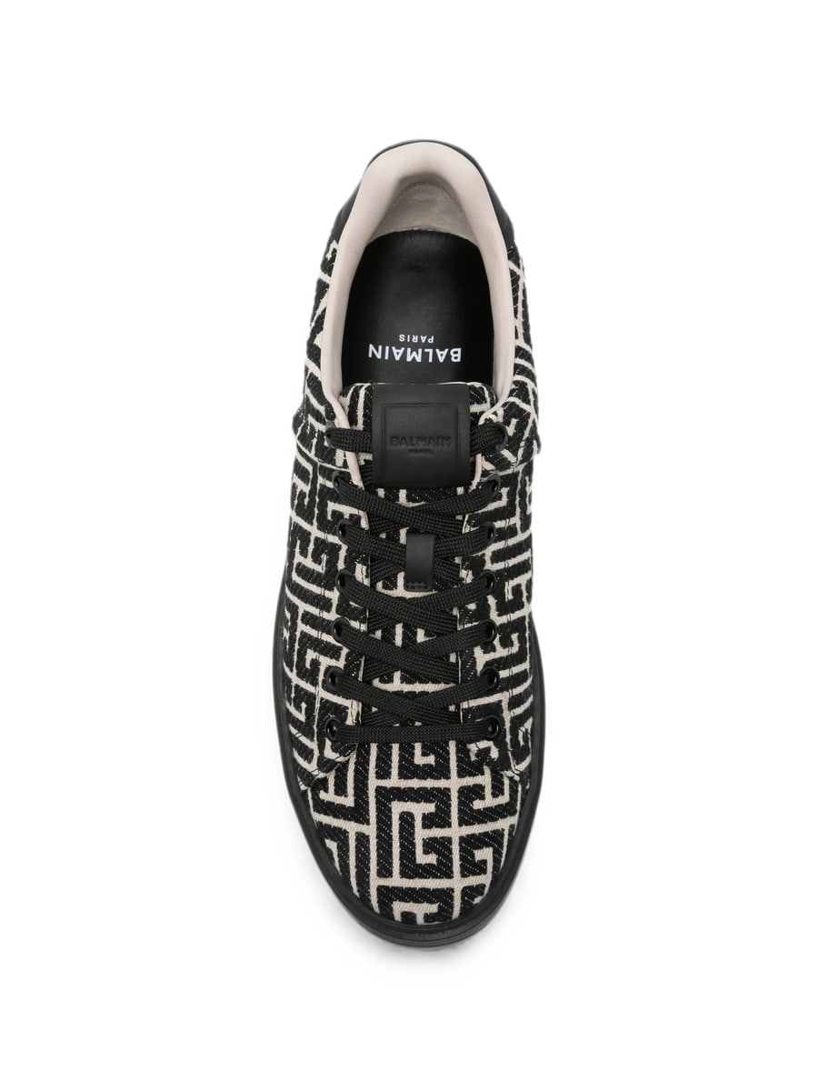 Balmain Balmain Monogram Logo-embossed Sneakers, view 3