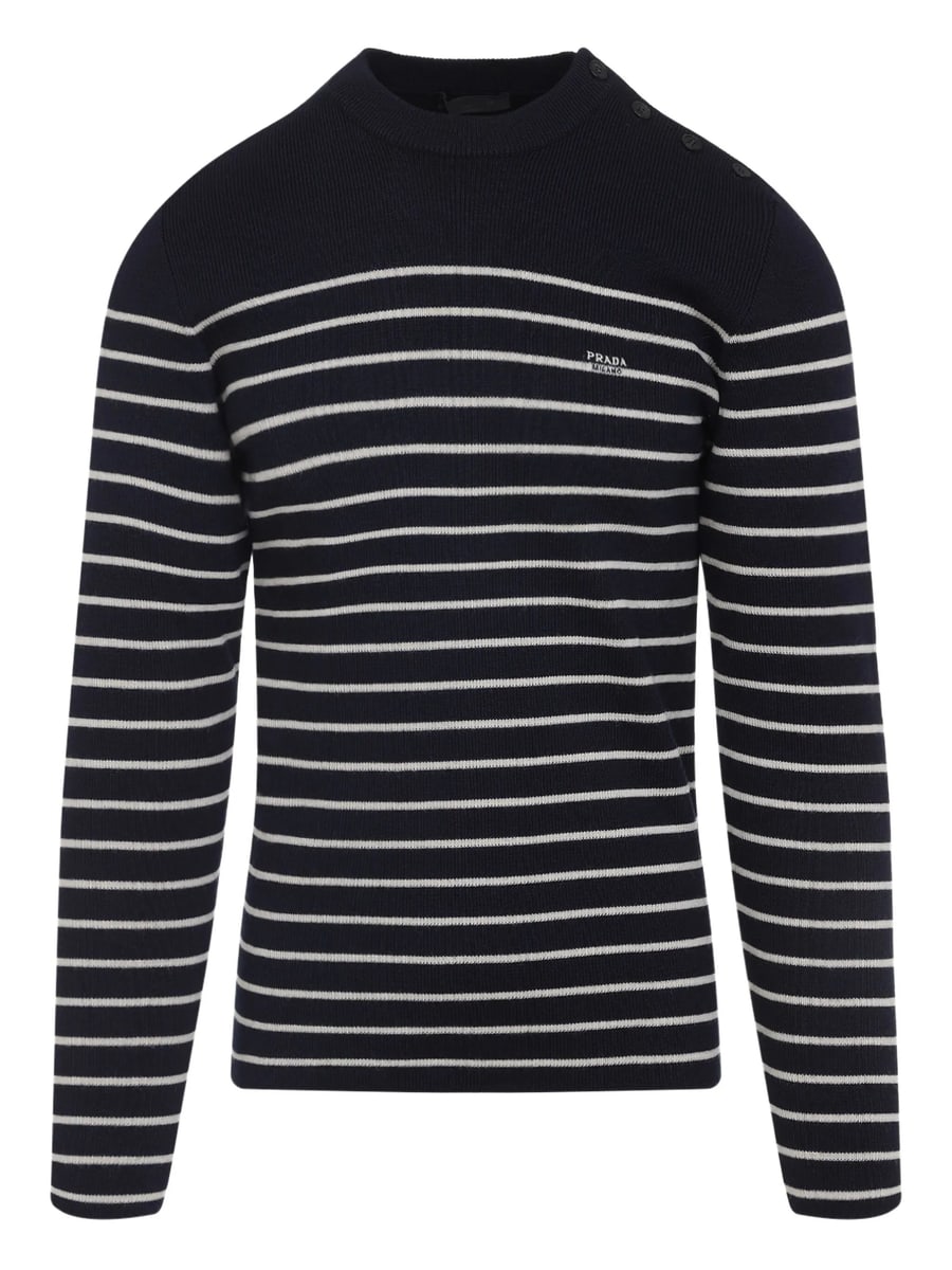 Prada Prada Striped Wool Crew-neck Sweater