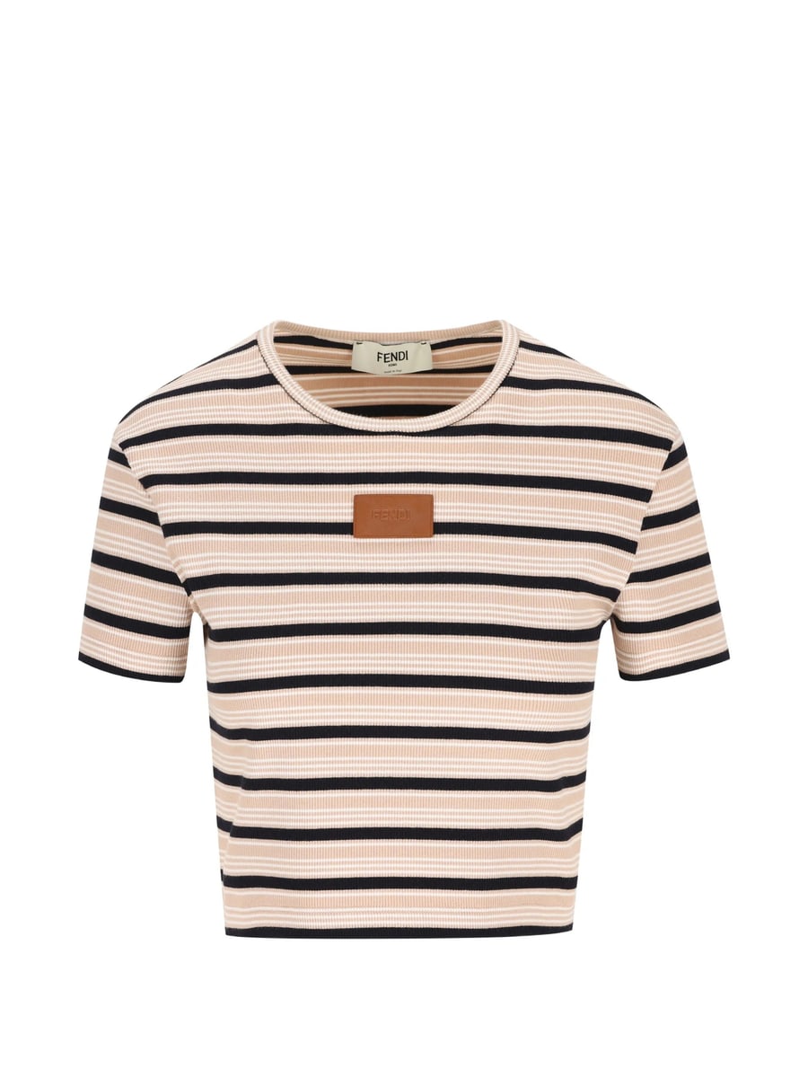 Fendi Fendi Striped Logo-patch T-shirt