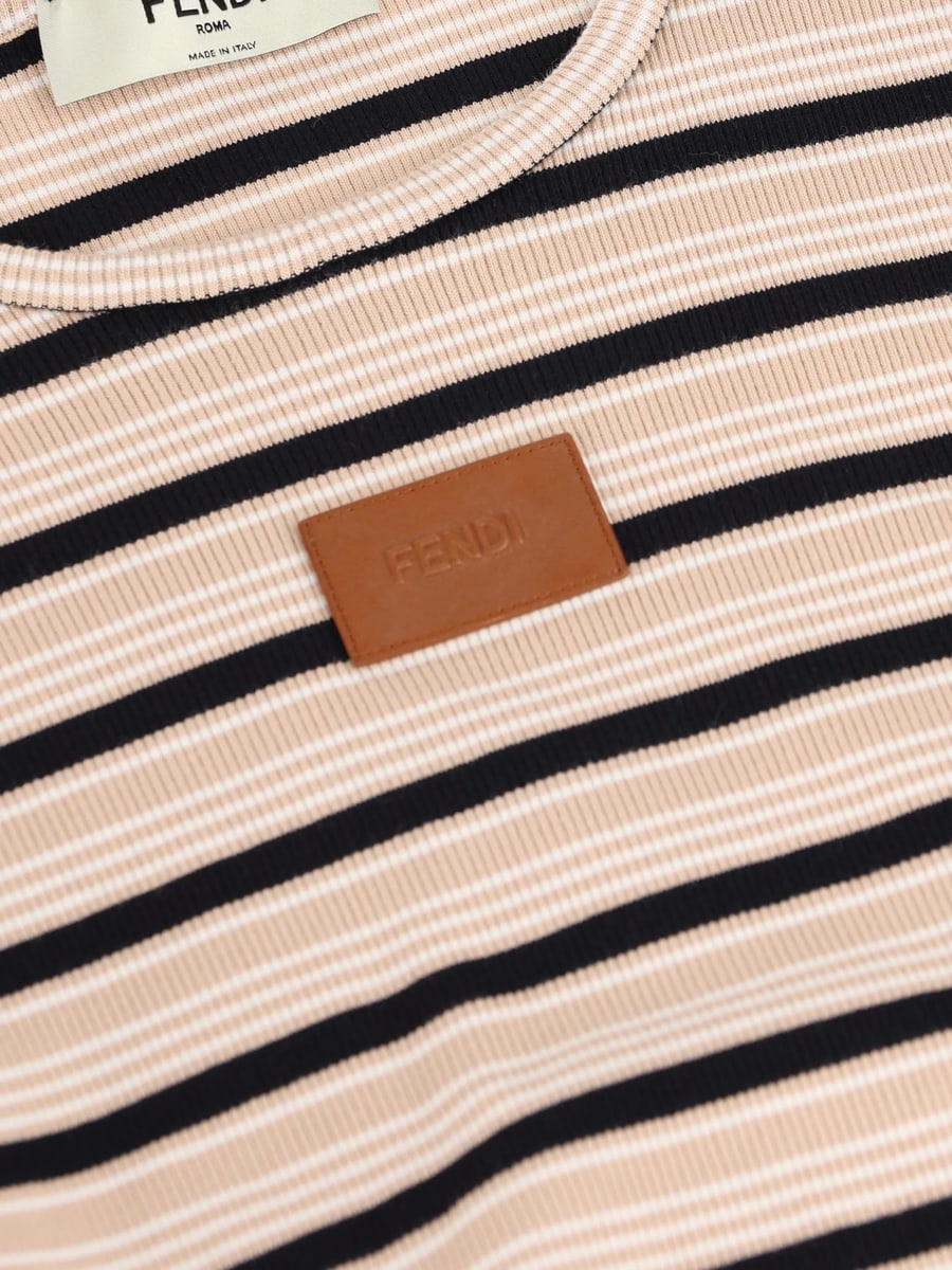 Fendi Fendi Striped Logo-patch T-shirt, view 2