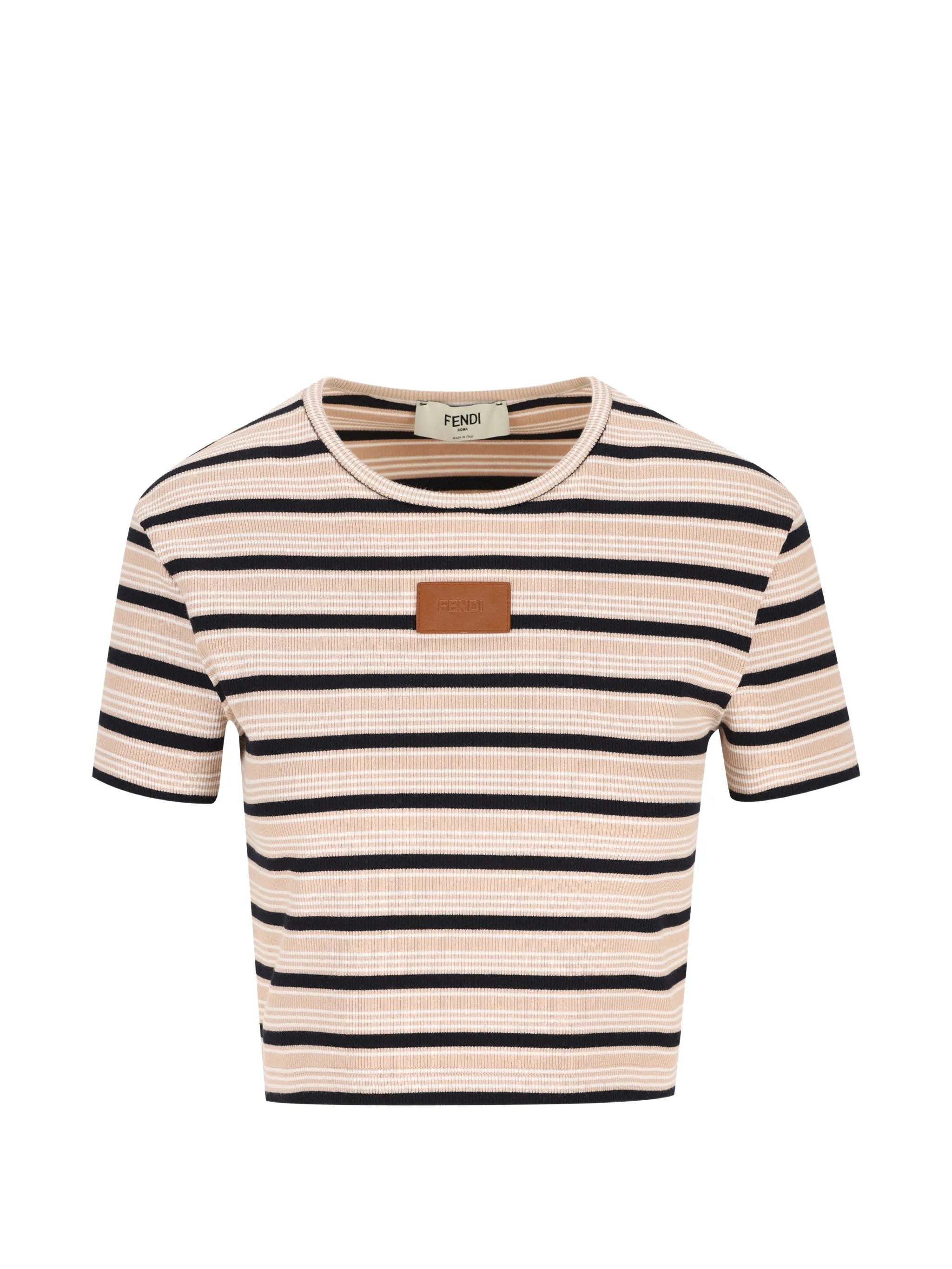 Fendi Fendi Striped Logo-patch T-shirt