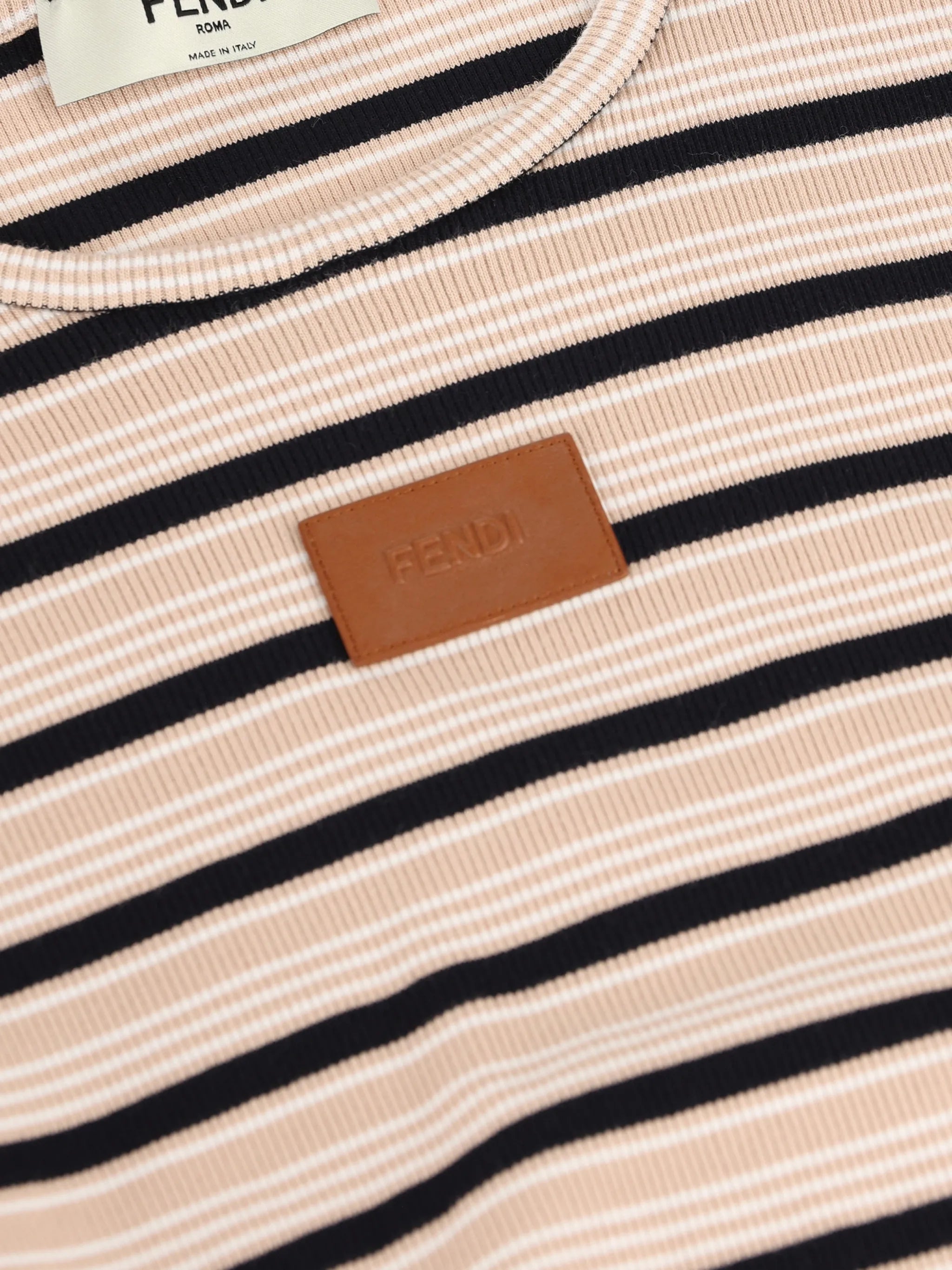 Fendi Fendi Striped Logo-patch T-shirt, view 2