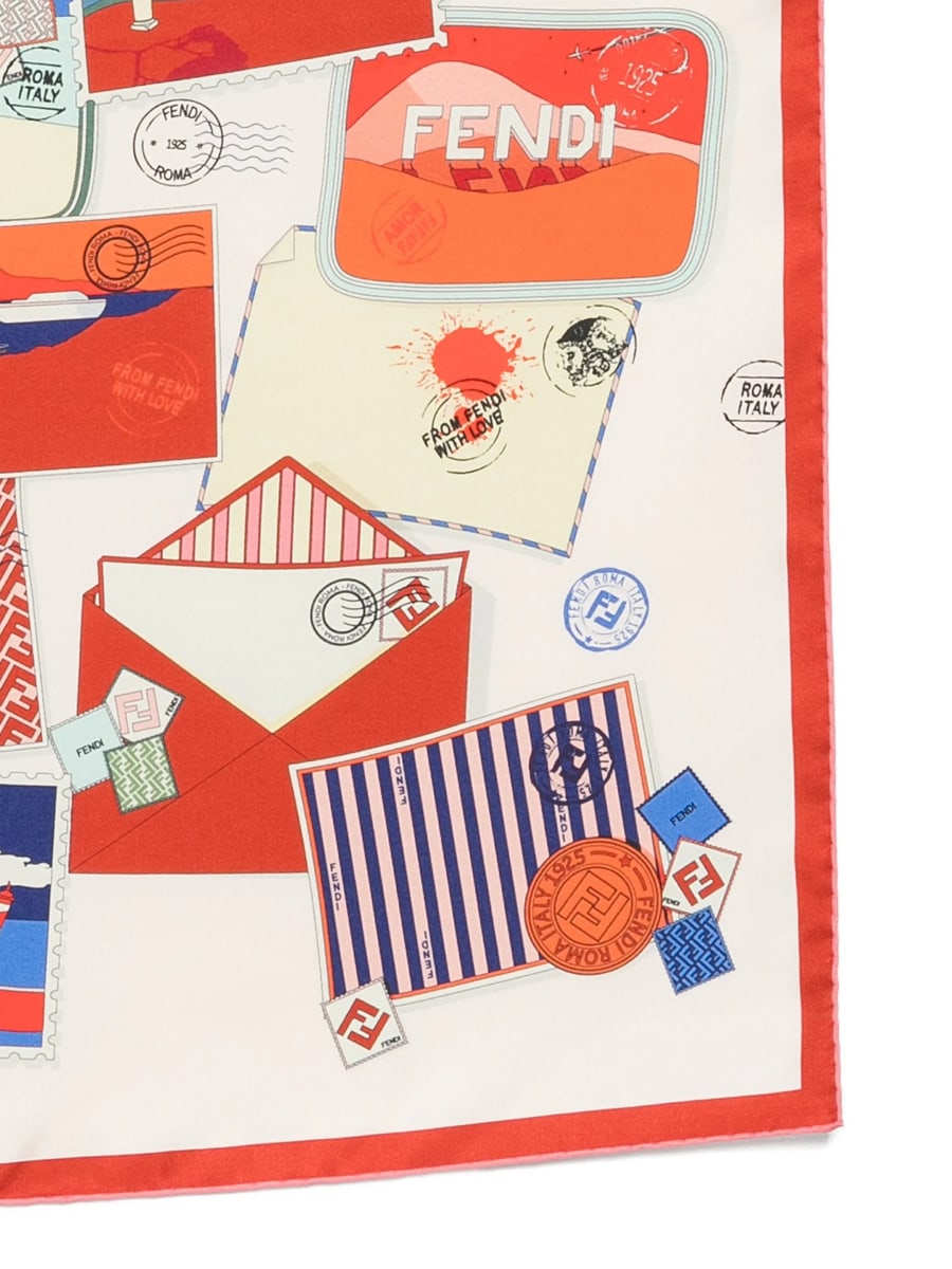 Fendi Fendi FF Logo Postcard-print Scarf, view 3
