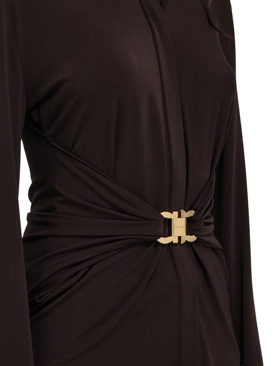 Ferragamo Ferragamo Viscose Shirt With Gathered Waist, view 2