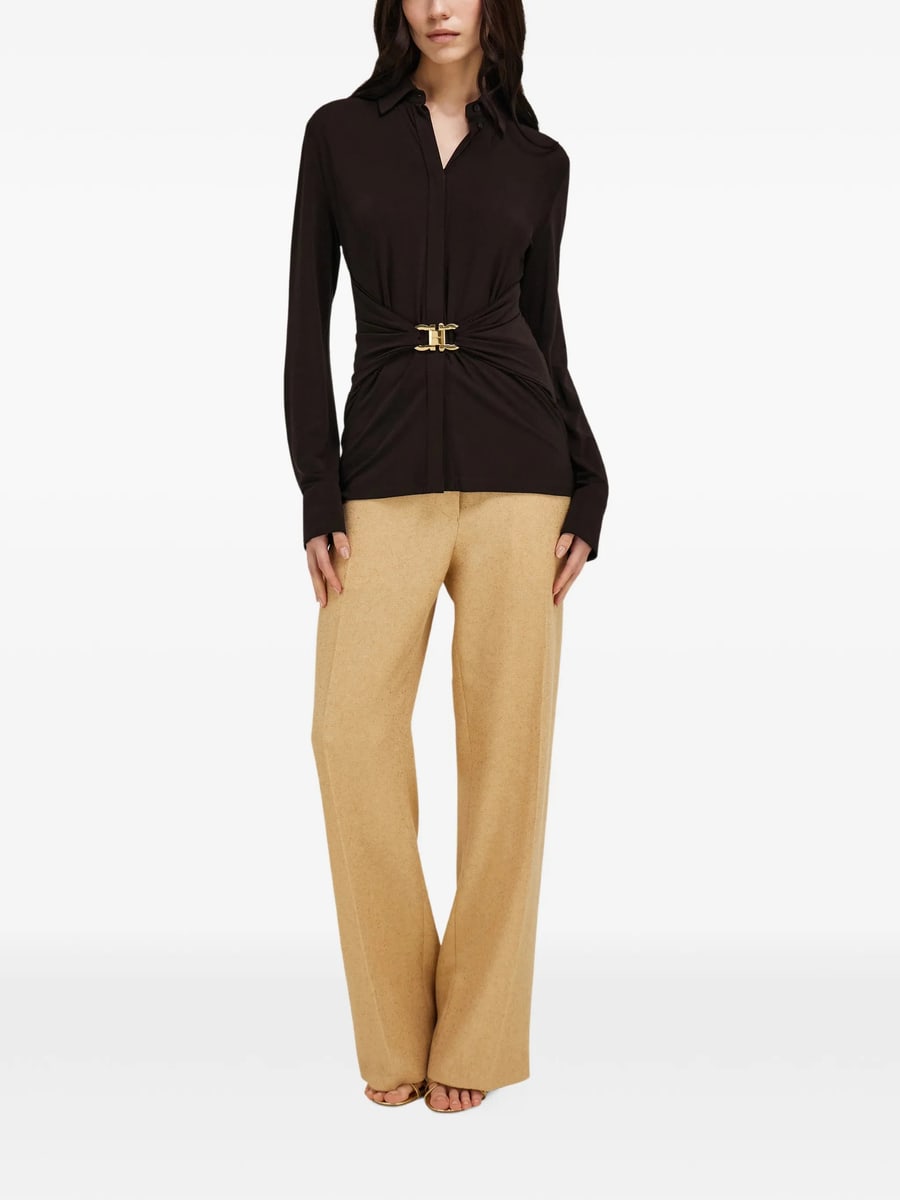 Ferragamo Ferragamo Viscose Shirt With Gathered Waist, view 4