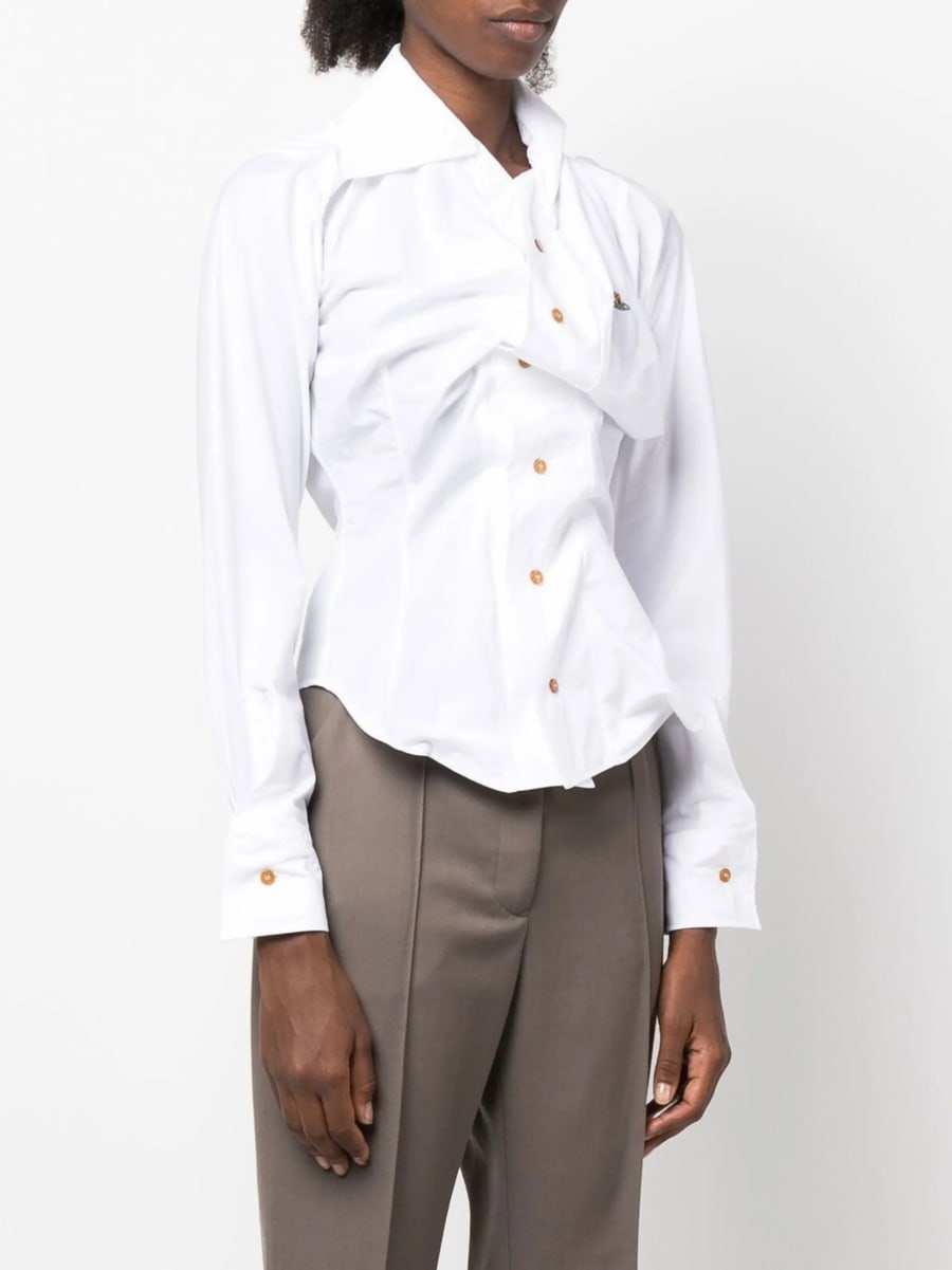 Vivienne Westwood Vivienne Westwood Draped Orb-embroidered Shirt, view 4