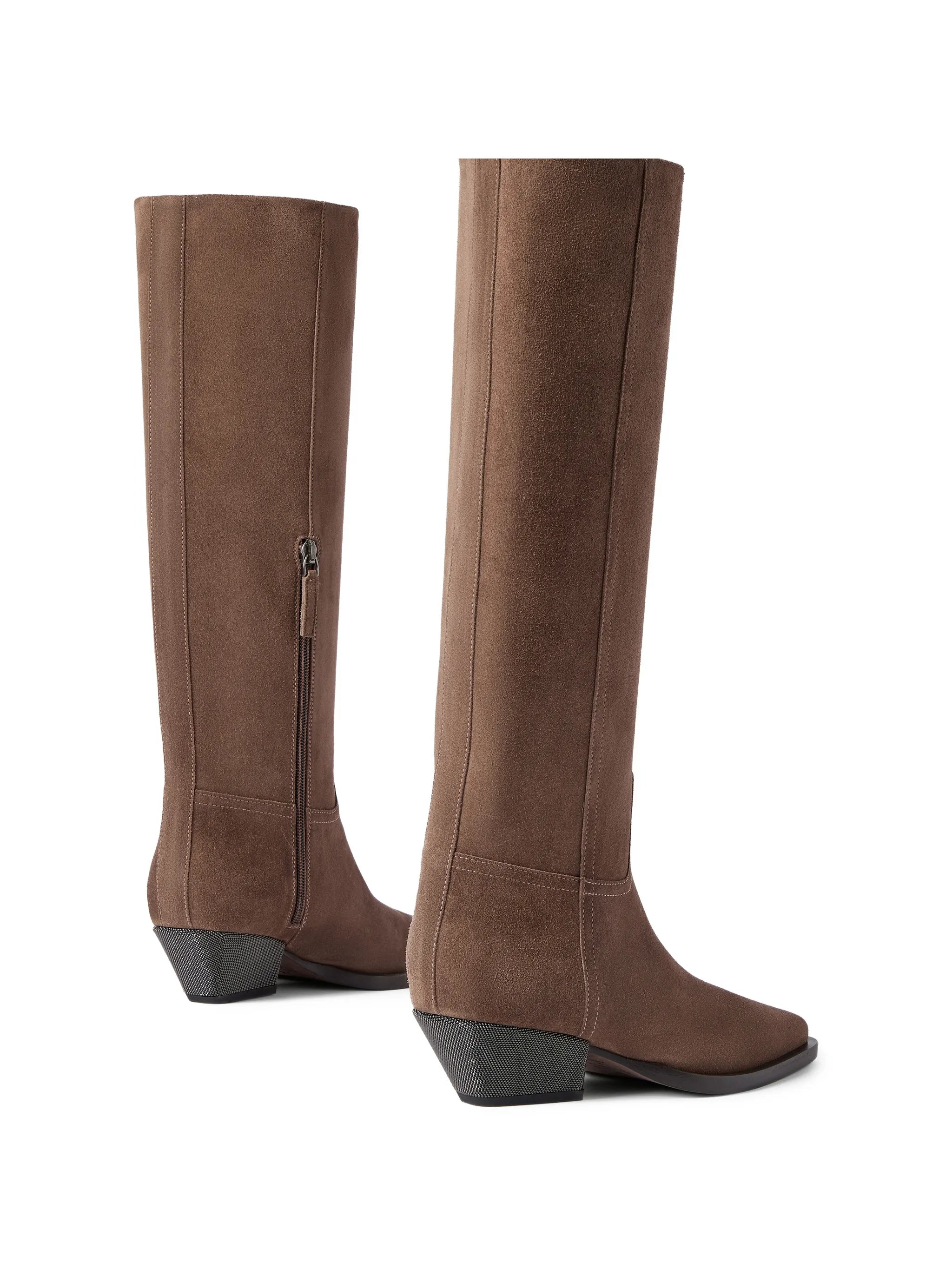 Brunello Cucinelli Brunello Cucinelli Suede Boots With Precious Heel, view 2