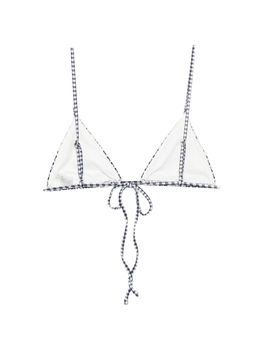 Frankies Bikinis Frankies Bikinis Elena Gingham Lace-trim Bikini Top, view 3