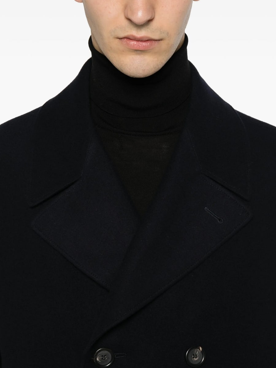 Canali Canali Logo-patch Double-breasted Peacoat, view 2