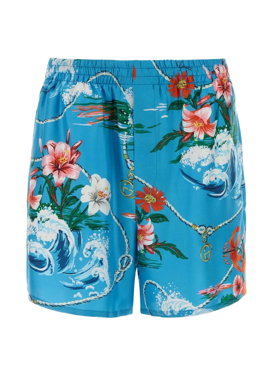 Gucci Gucci Floral-print Silk Bermuda Shorts