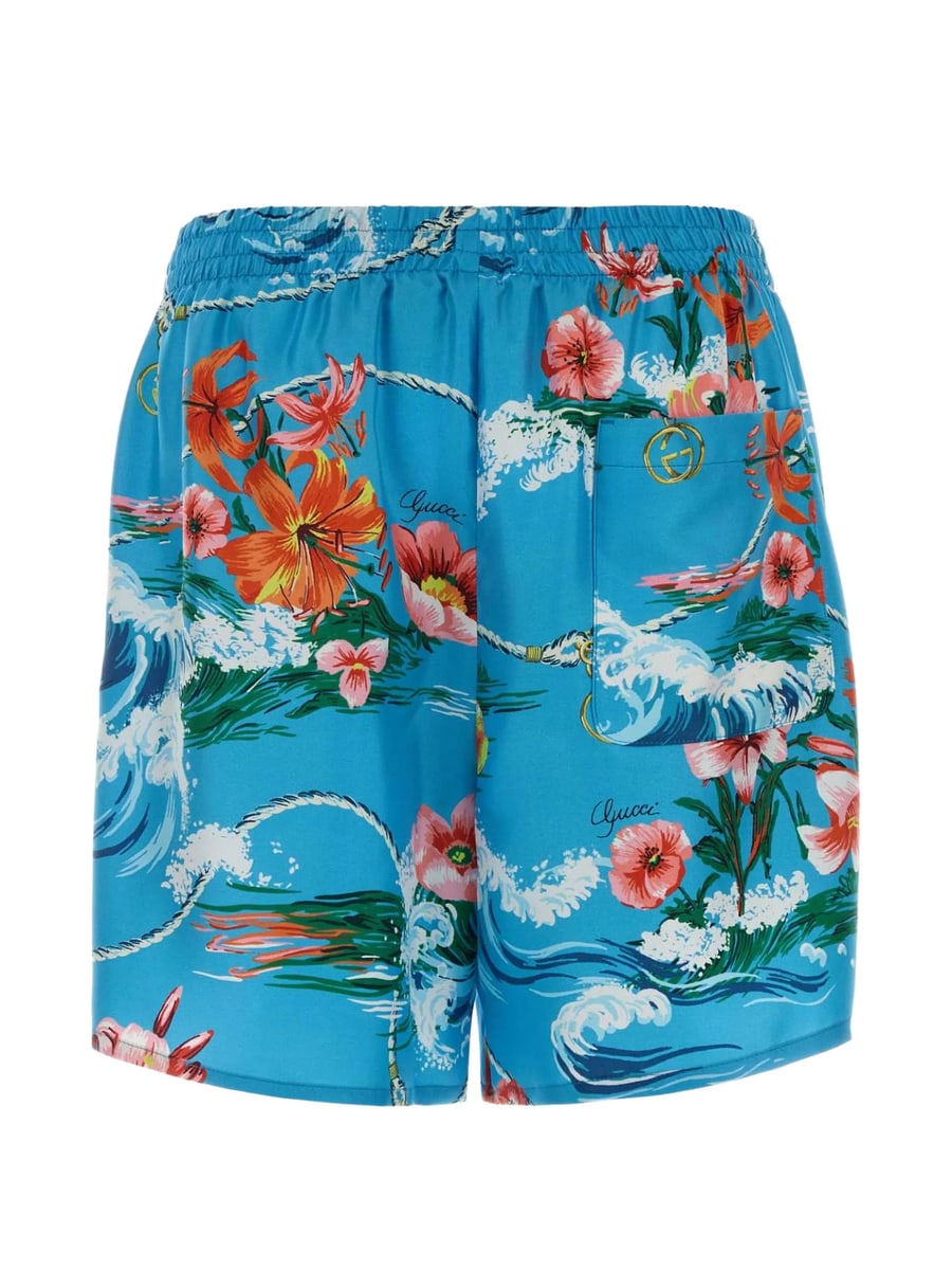 Gucci Gucci Floral-print Silk Bermuda Shorts, view 2