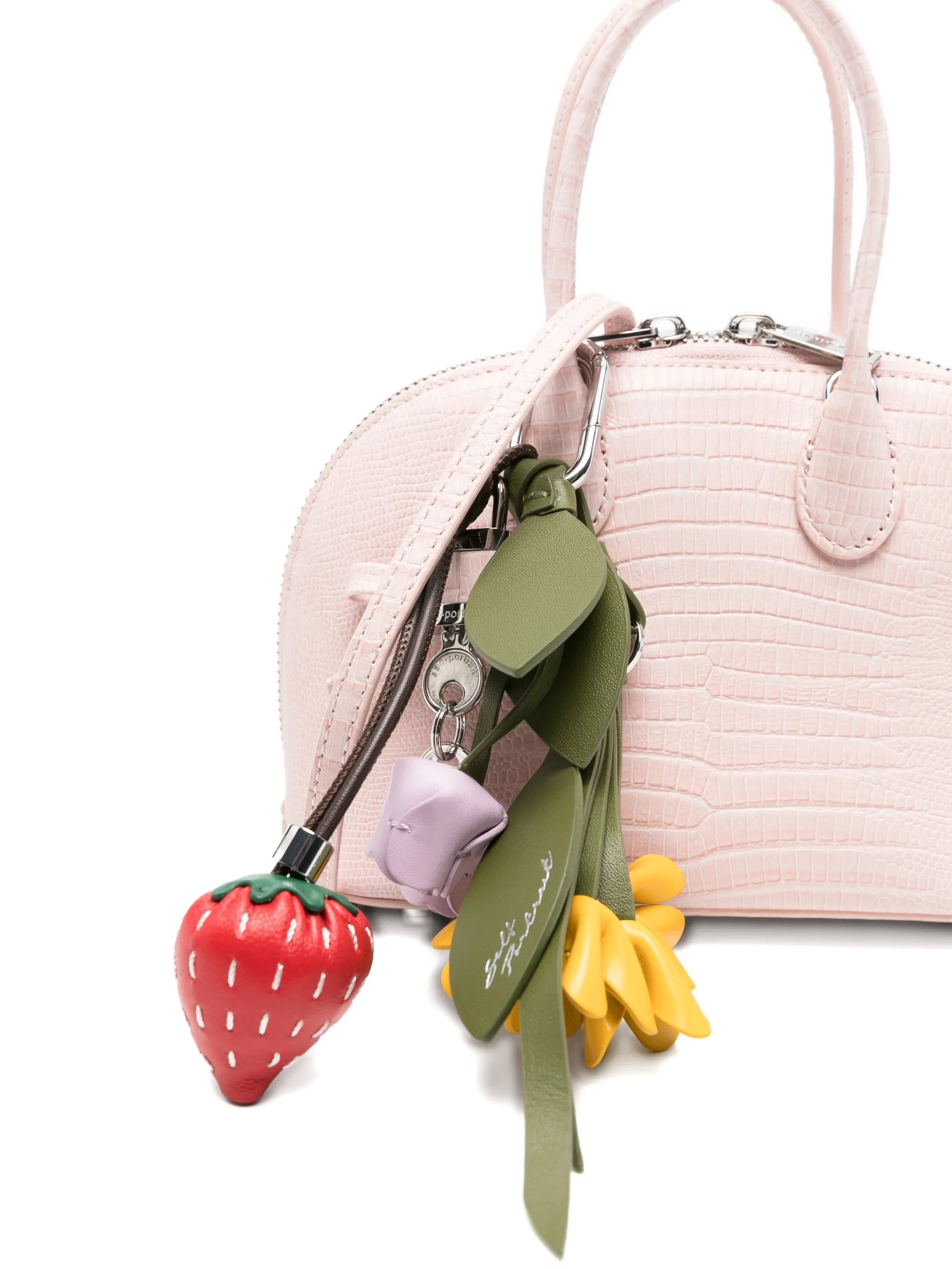 self-portrait Self-portrait Lizard-embossed Leather Mini Tote Bag, view 2