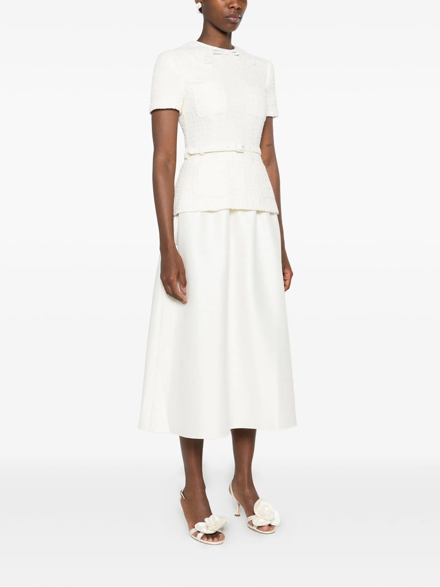 self-portrait Self-portrait Bouclé-knit Belted Midi Dress, view 4