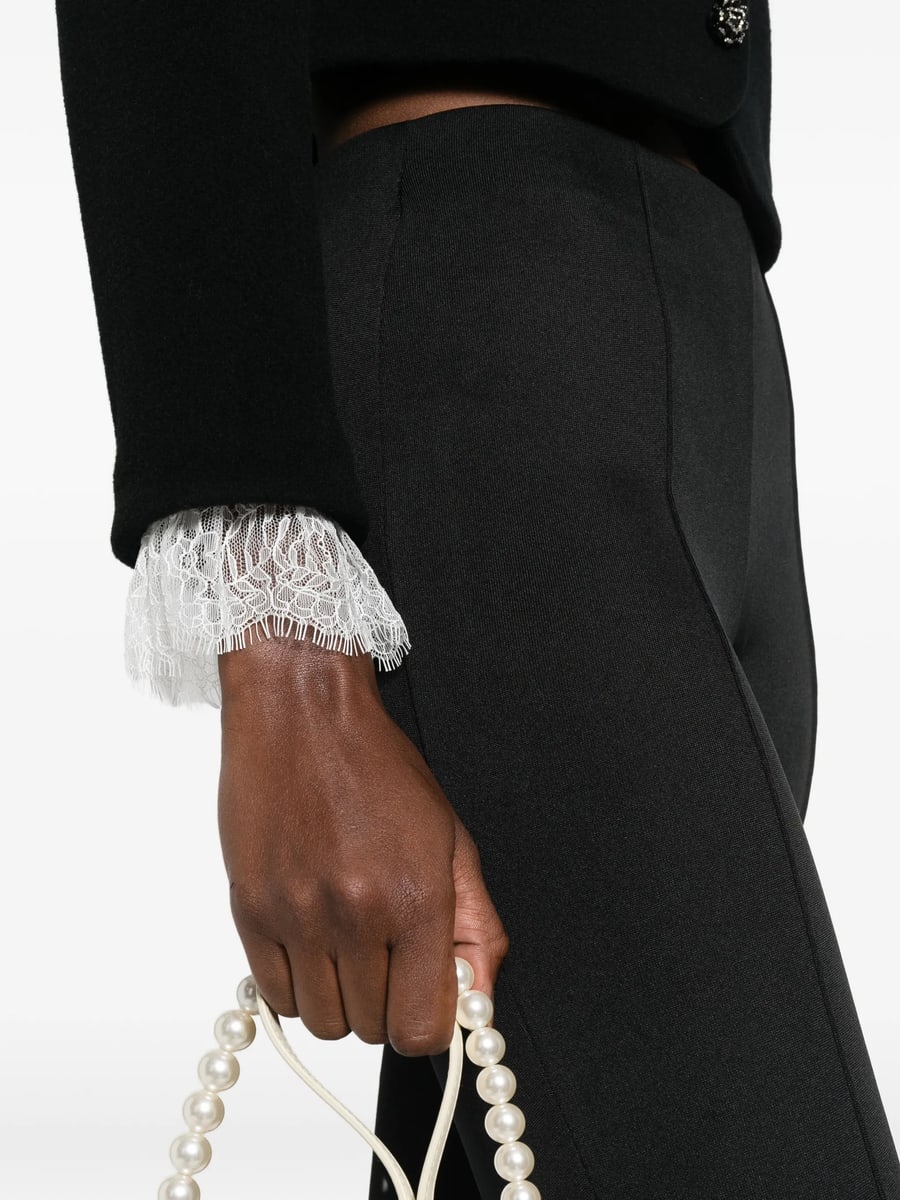 self-portrait Self-portrait Lace-trimmed Button-up Cropped Jacket, view 4