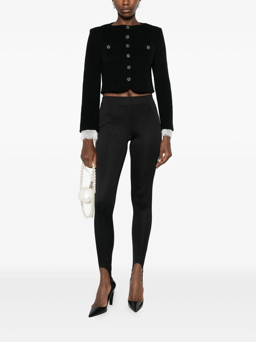 self-portrait Self-portrait Lace-trimmed Button-up Cropped Jacket, view 5
