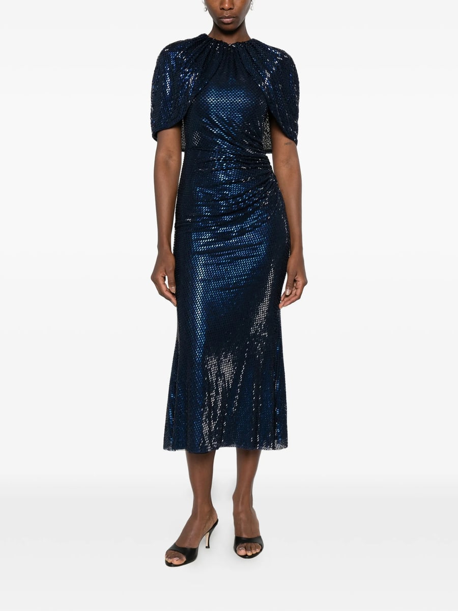 self-portrait Self-portrait Rhinestone-embellished Cape-sleeve Midi Dress, view 4