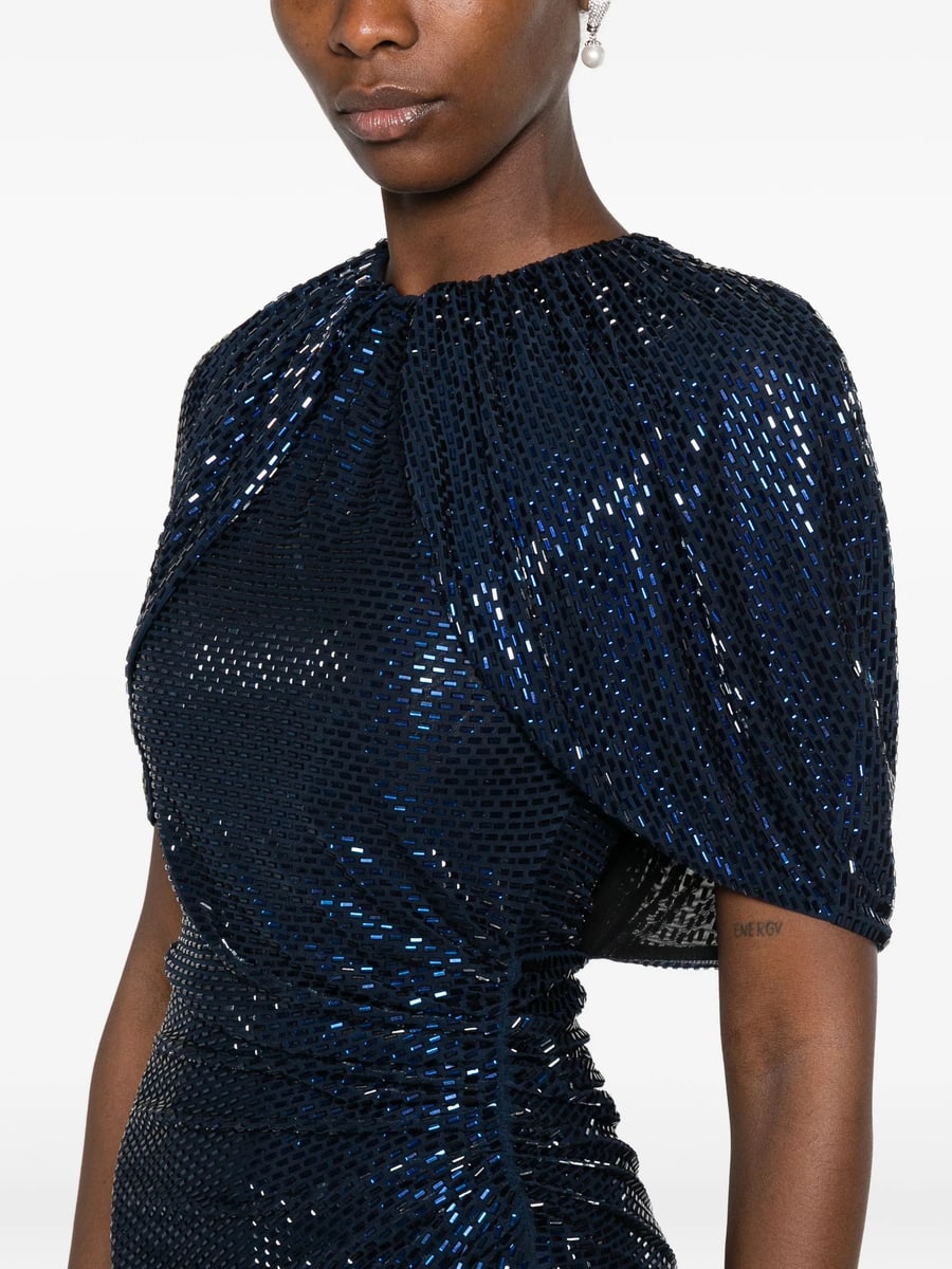 self-portrait Self-portrait Rhinestone-embellished Cape-sleeve Midi Dress, view 5