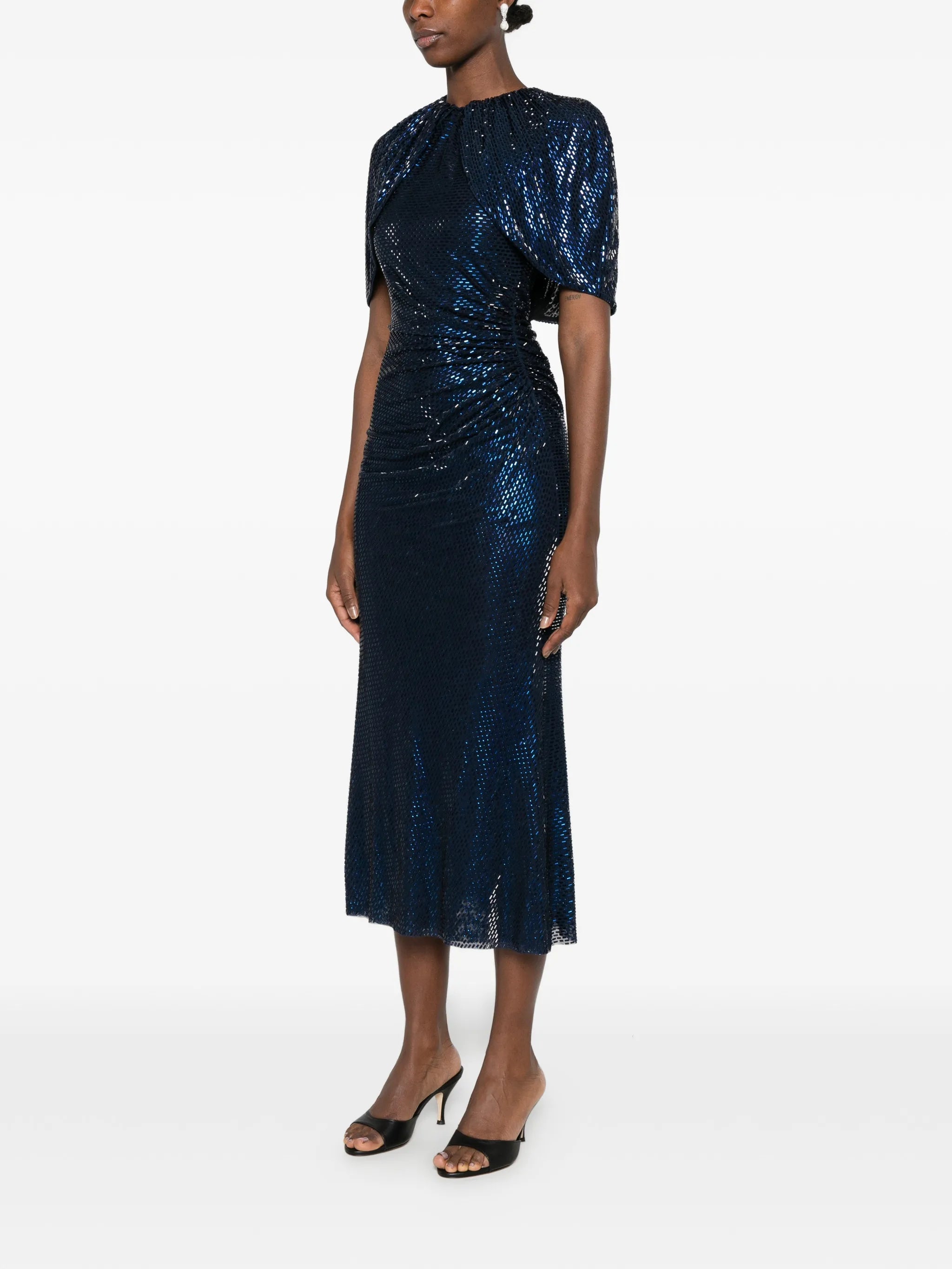 self-portrait Self-portrait Rhinestone-embellished Cape-sleeve Midi Dress, view 2