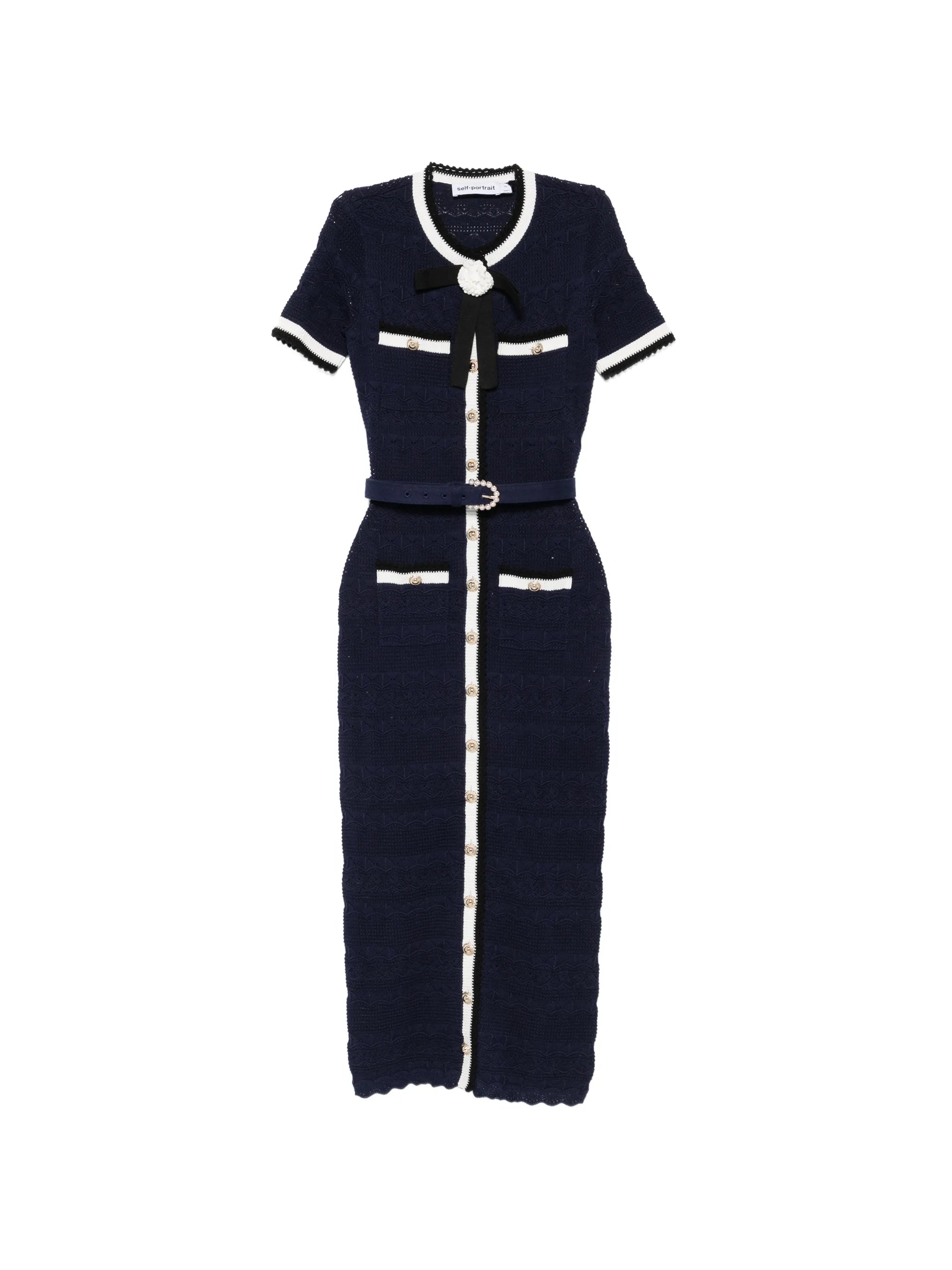 self-portrait Self-portrait Belted Bow-detail Midi Dress
