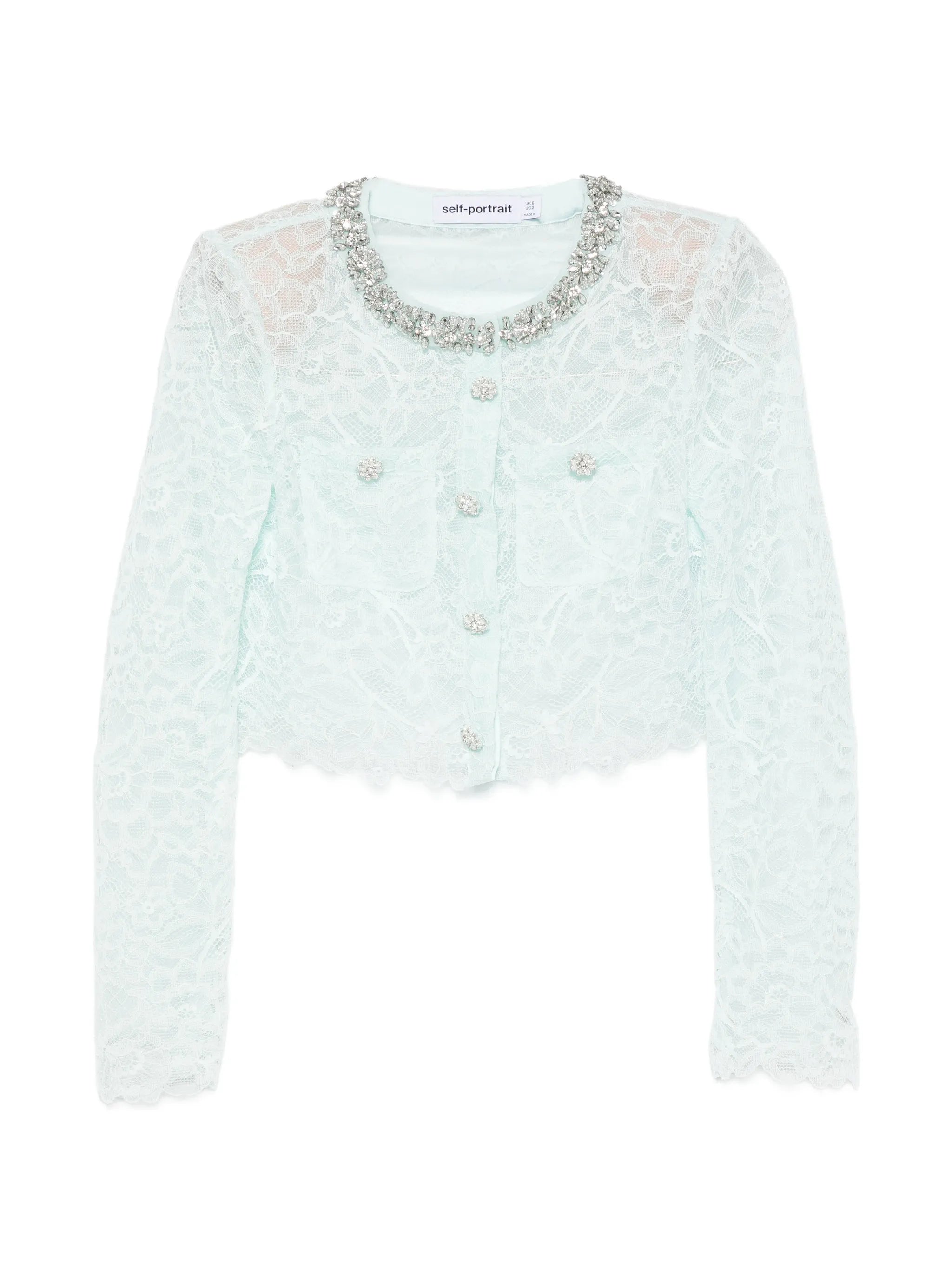 self-portrait Self-portrait Crystal-embellished Lace Jacket