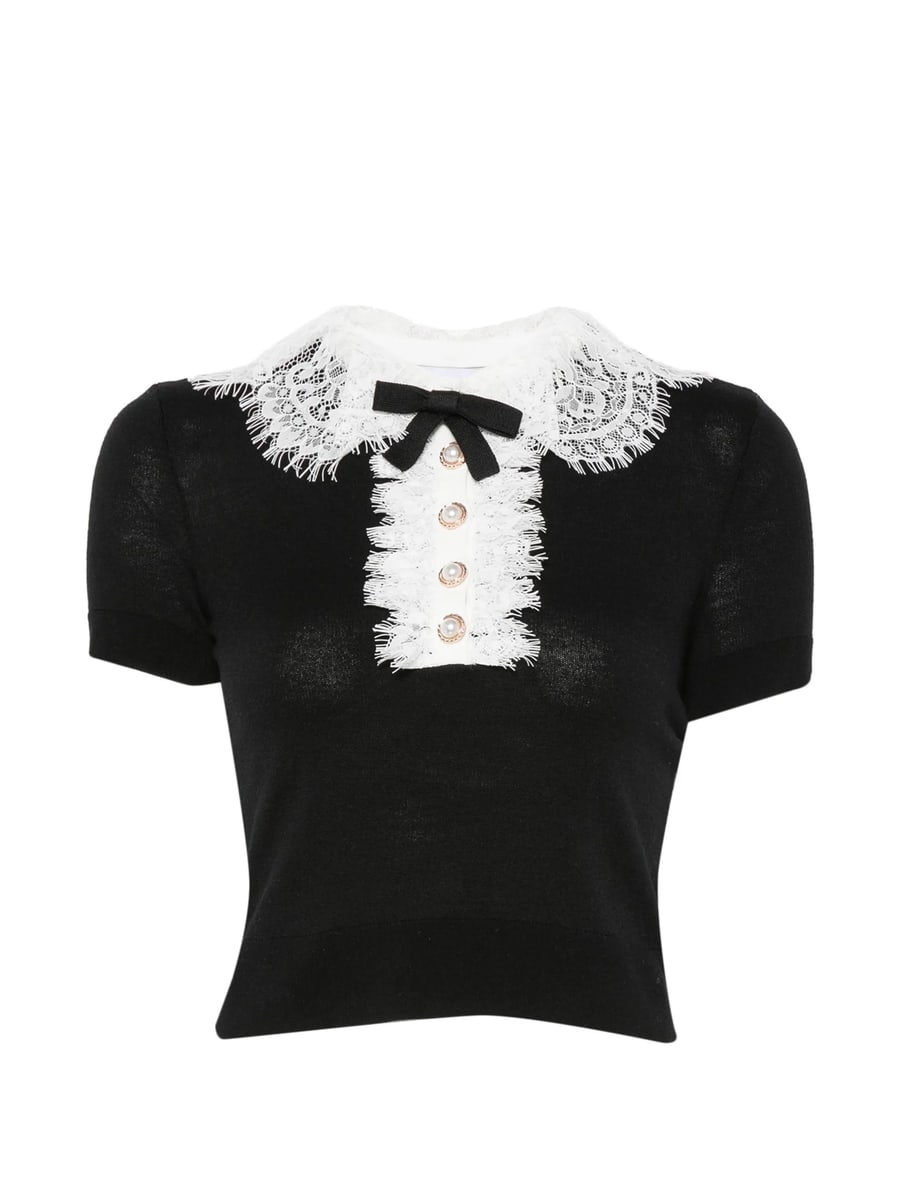 self-portrait Self-portrait Lace-collar Button-up Blouse