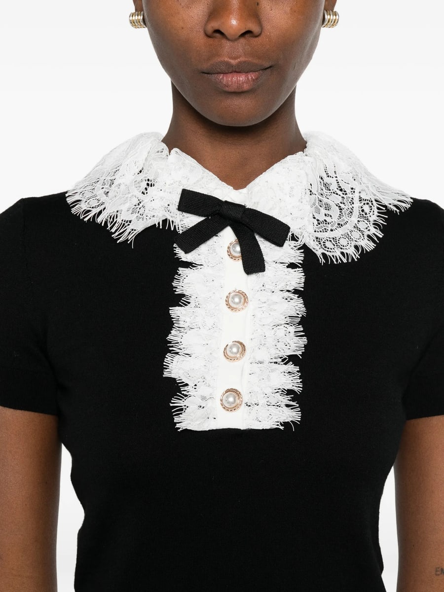 self-portrait Self-portrait Lace-collar Button-up Blouse, view 2