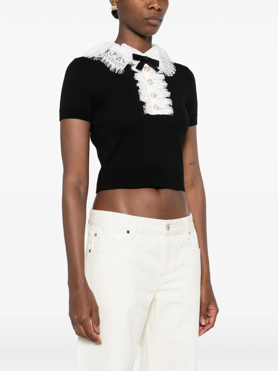 self-portrait Self-portrait Lace-collar Button-up Blouse, view 4