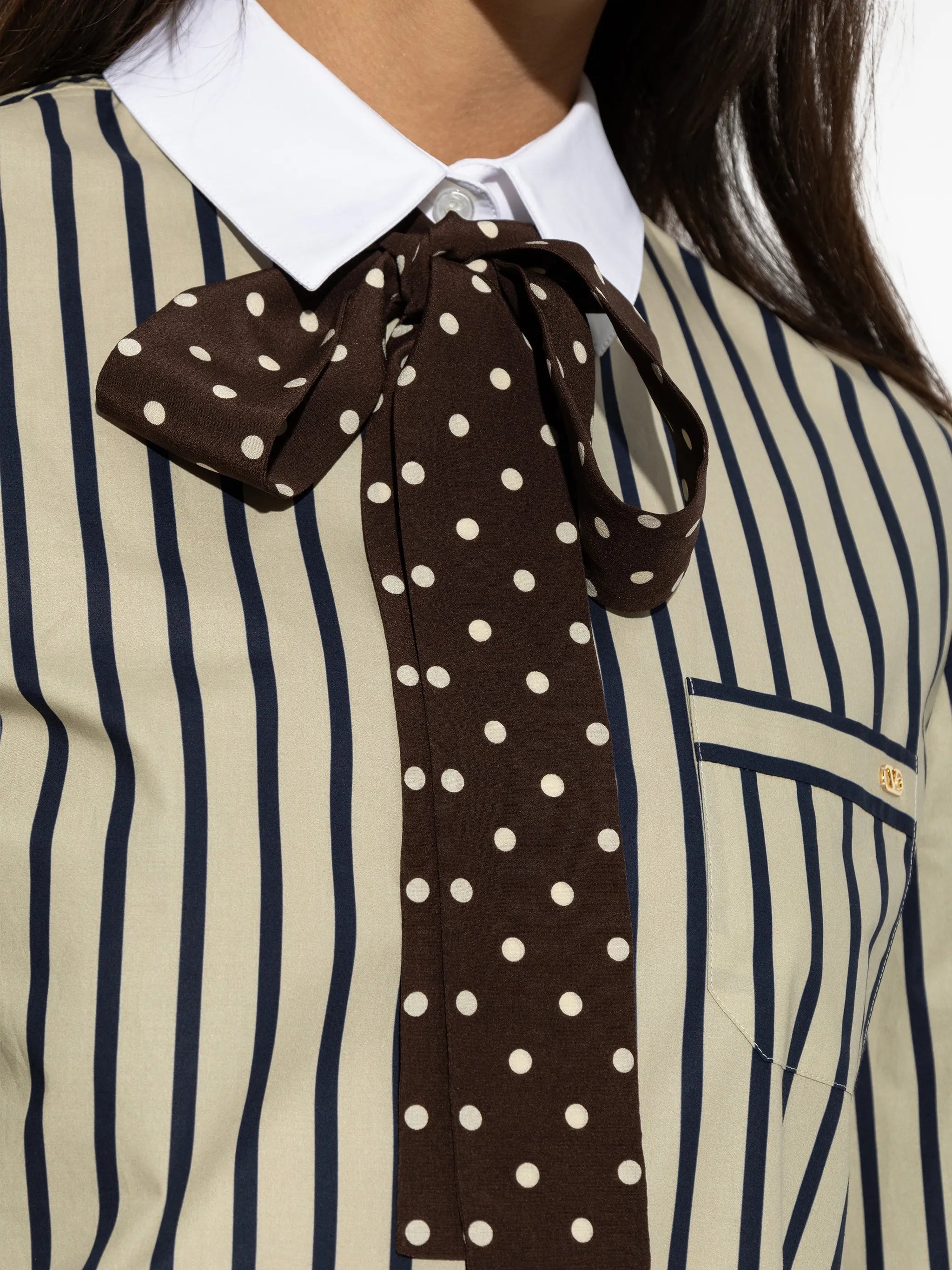 Valentino Valentino Striped Bow-detail Shirt, view 2